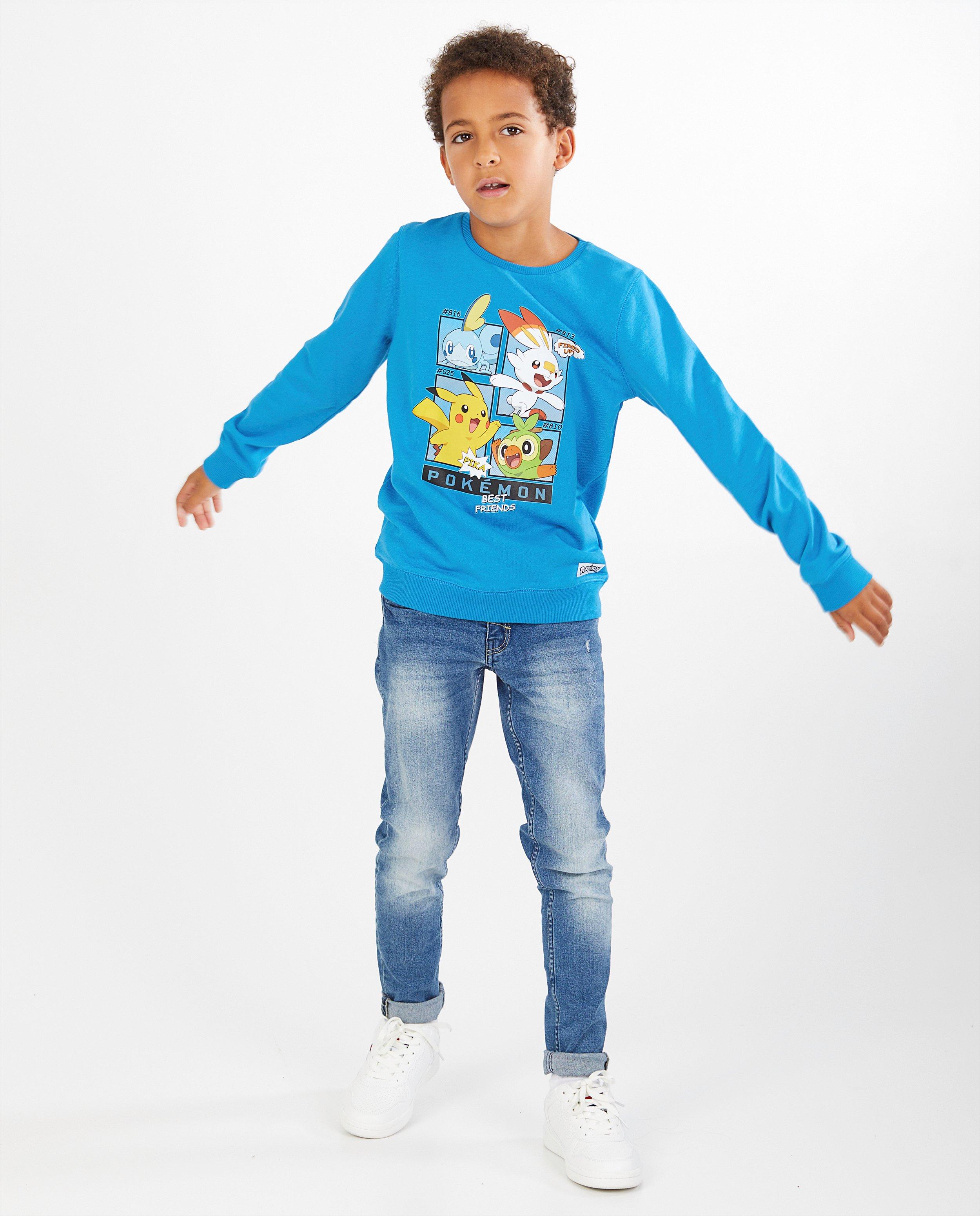Blauwe sweater met print Pokémon - fotoprint - Pokemon