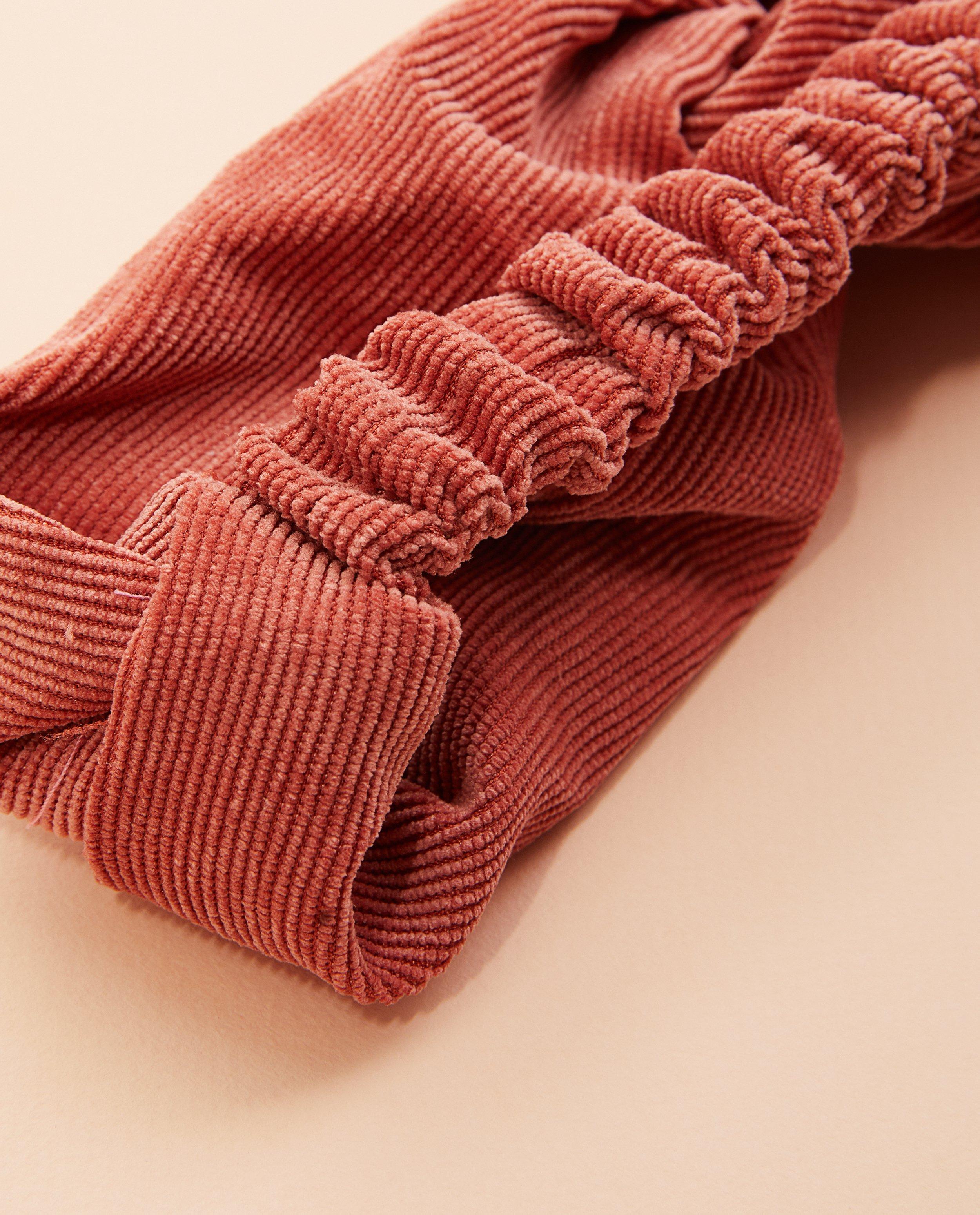 Bonneterie - Bandeau rose foncé en velours côtelé