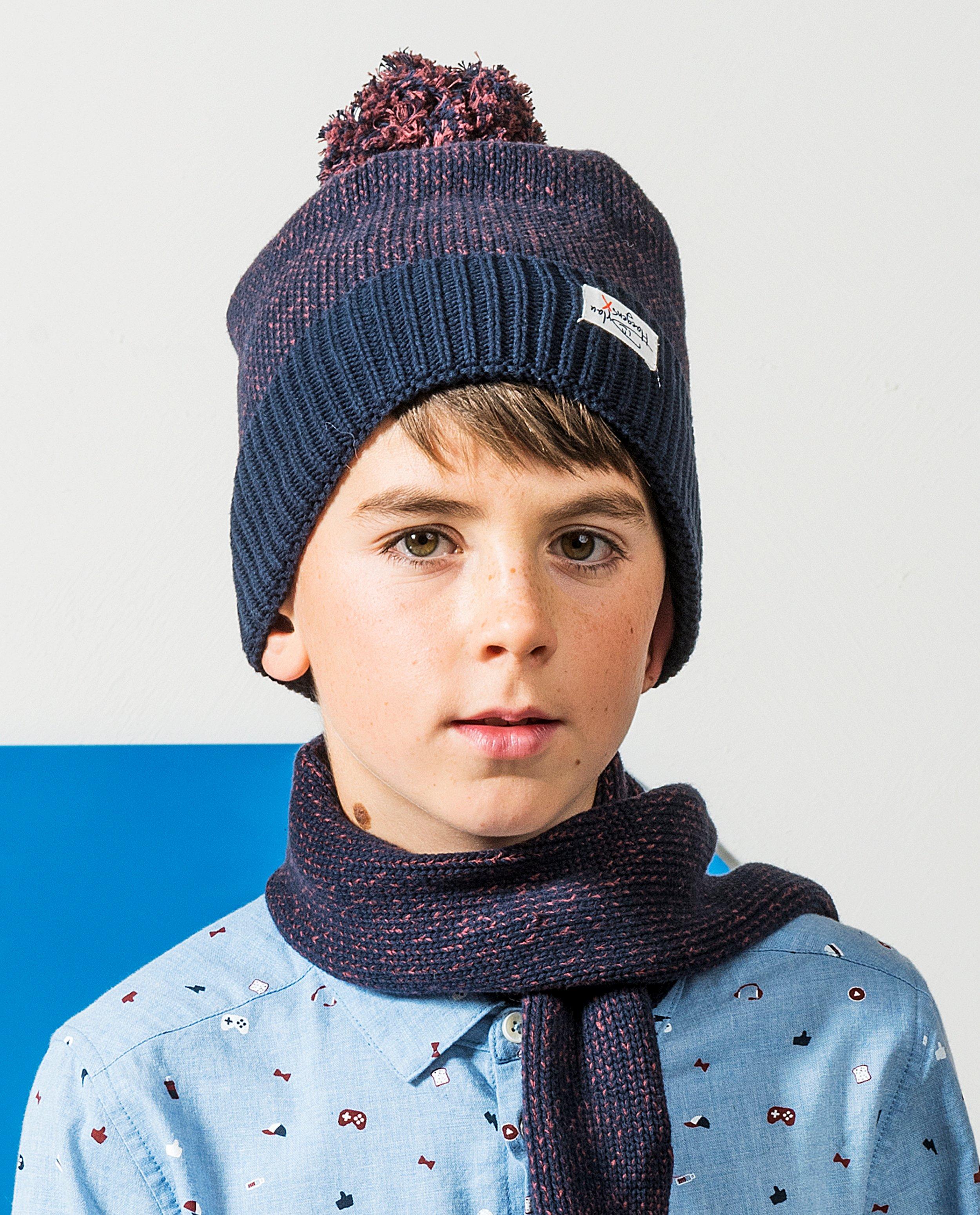 Ensemble : bonnet + écharpe Dylan Haegens - bleu-brun - Dylan Haegens