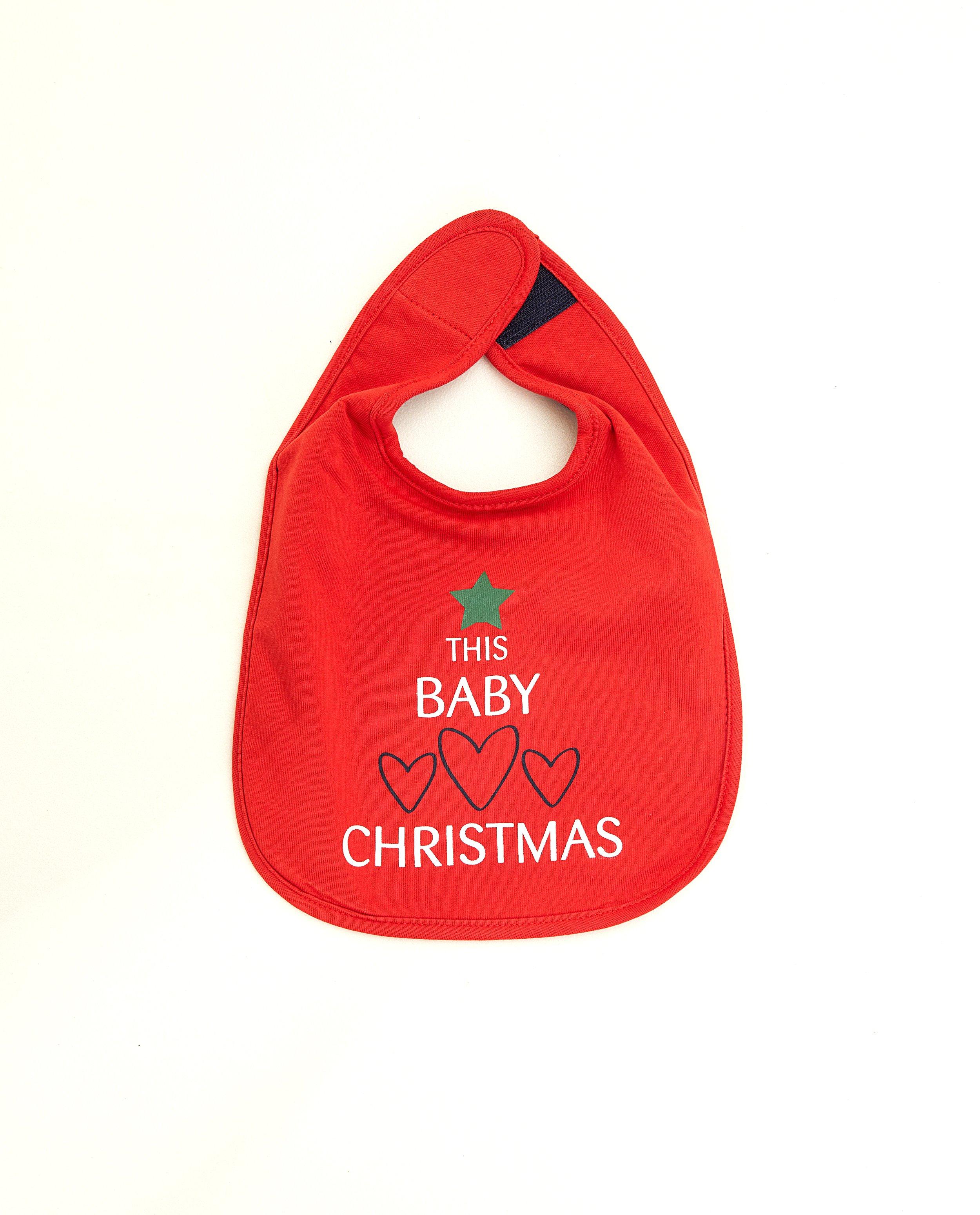 Accessoires pour bébés - Bavoir de Noël rouge avec une inscription