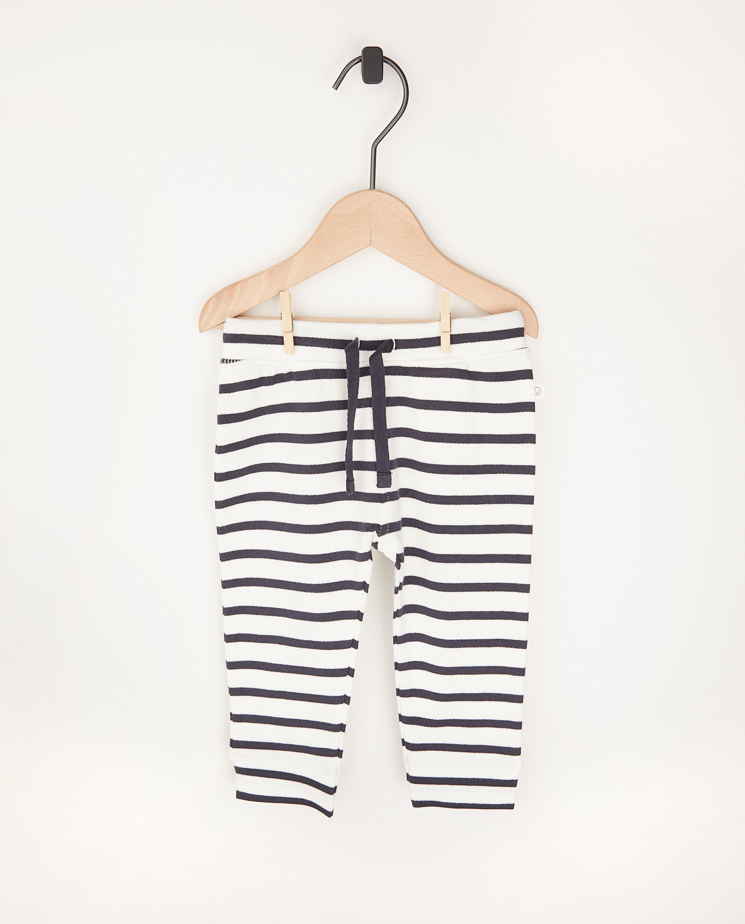 Pantalon molletonné rayé en coton bio - 2 pour 14,95 € - Cuddles and Smiles