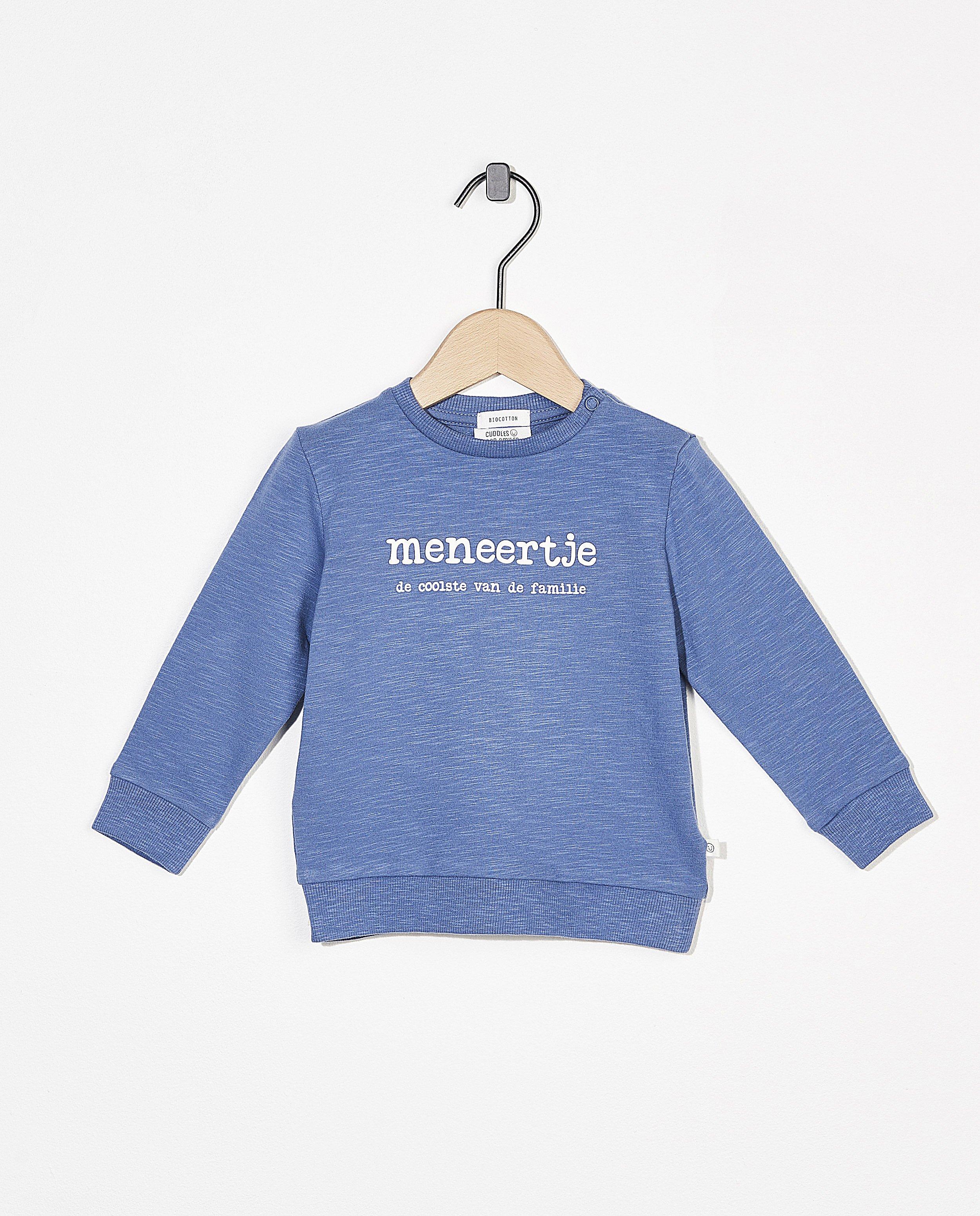 Sweat bleu avec inscription (NL) - coton bio flammé - Cuddles and Smiles