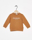Bruine sweater met opschrift (NL) - gevlamd biokatoen - Cuddles and Smiles