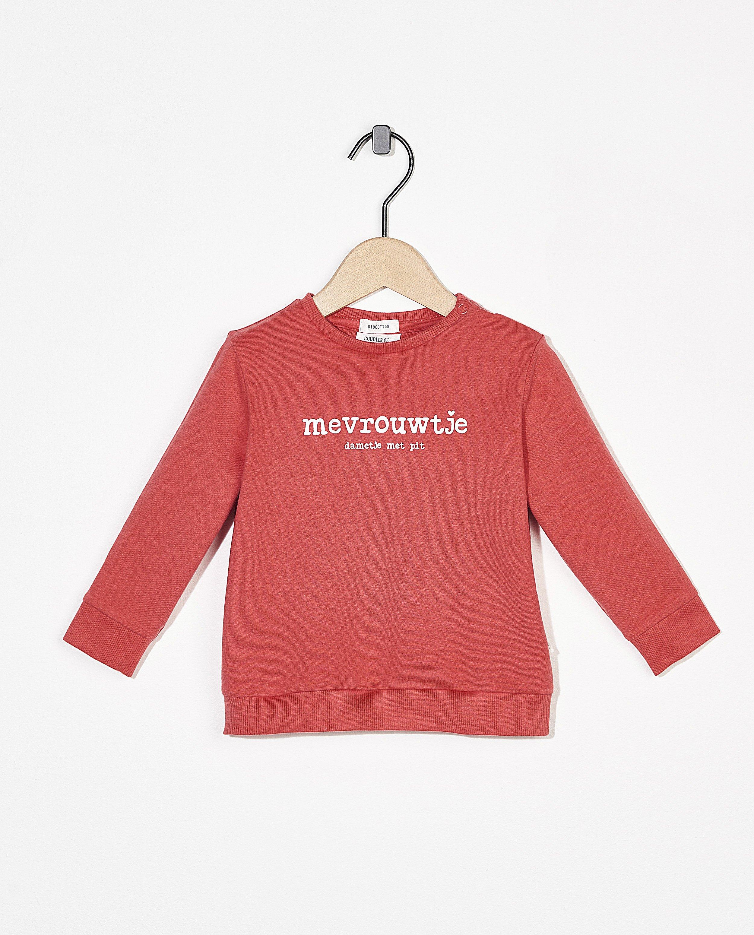 Sweat rose clair avec une inscription (NL) - avec boutons-pressions - Cuddles and Smiles