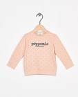 Lichtroze sweater met opschrift (NL) - met drukknoopjes - Cuddles and Smiles