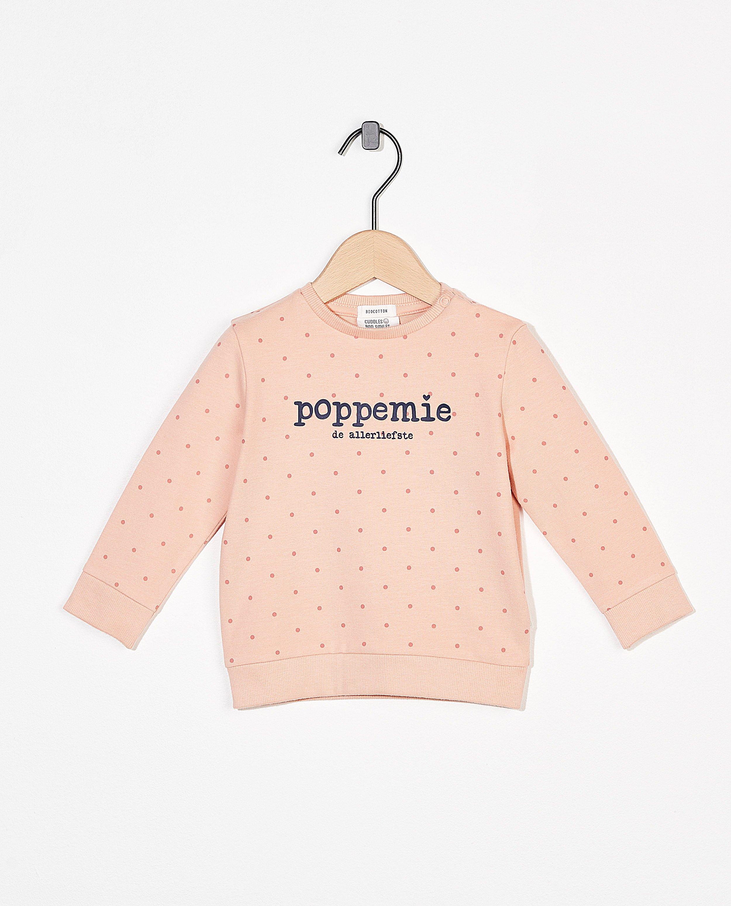 Sweat rose clair avec une inscription (NL) - avec boutons-pressions - Cuddles and Smiles