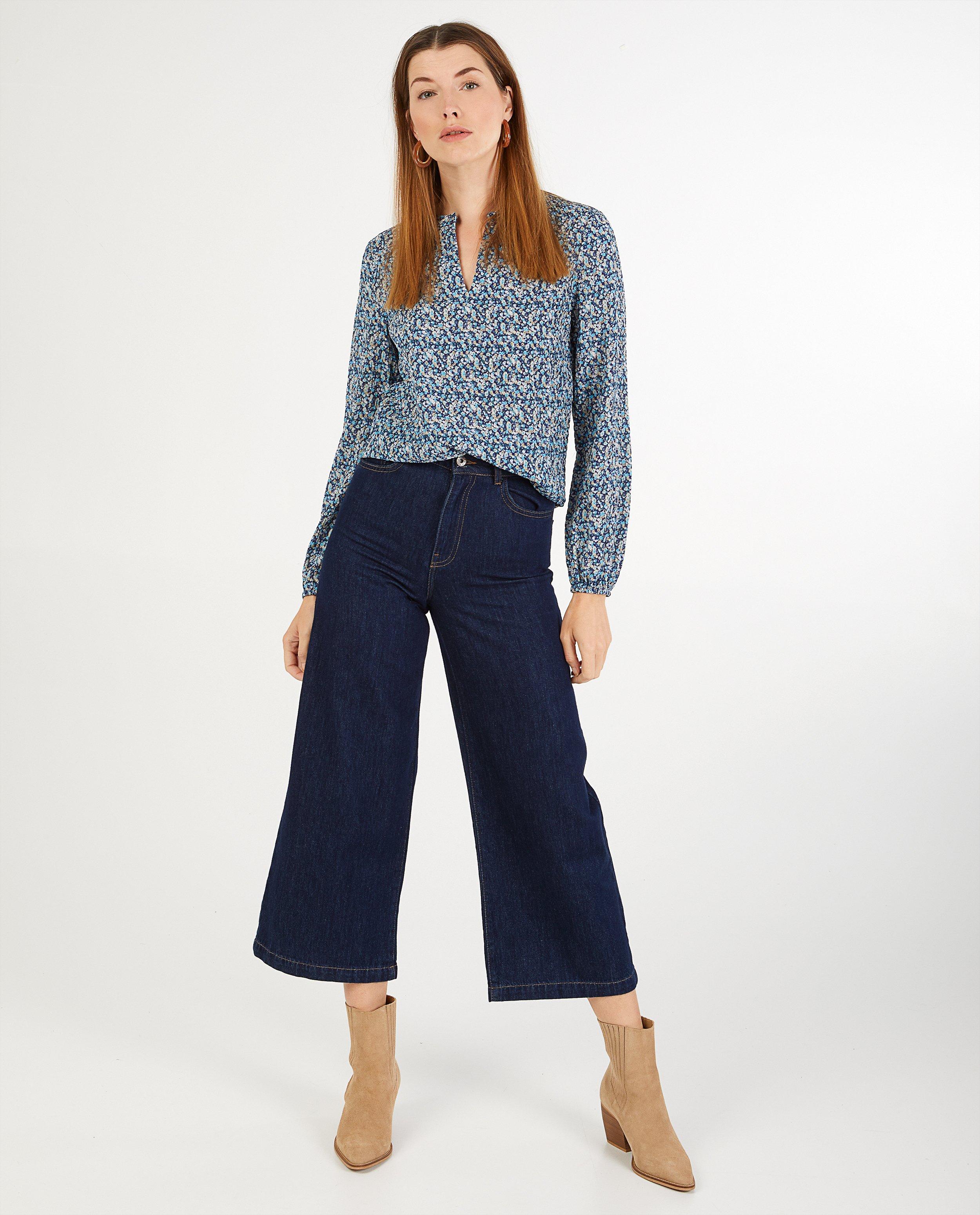 Jupe-culotte en denim bleu foncé Sora - taille haute - Sora
