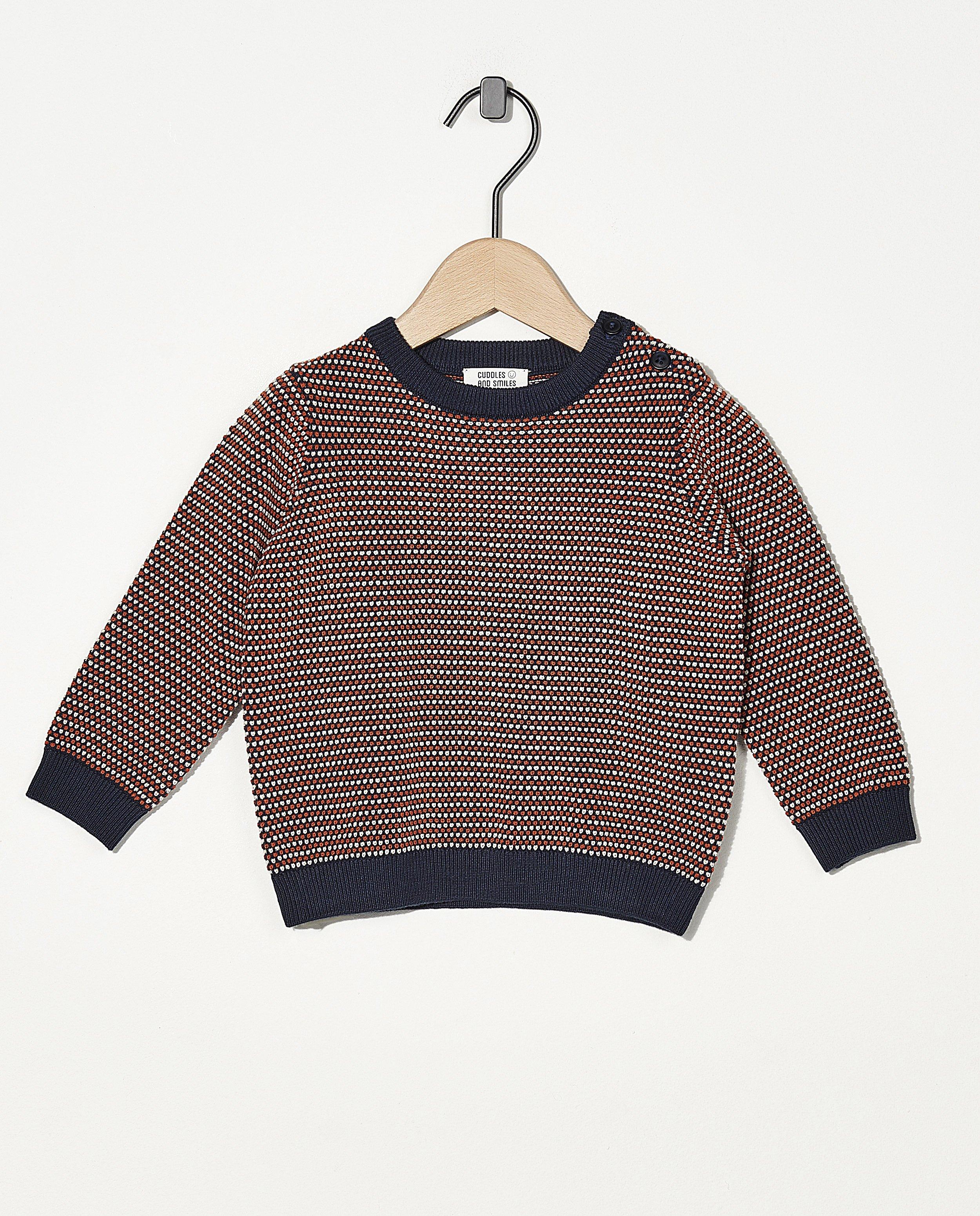 Pull bleu à imprimé - en fin tricot - Cuddles and Smiles