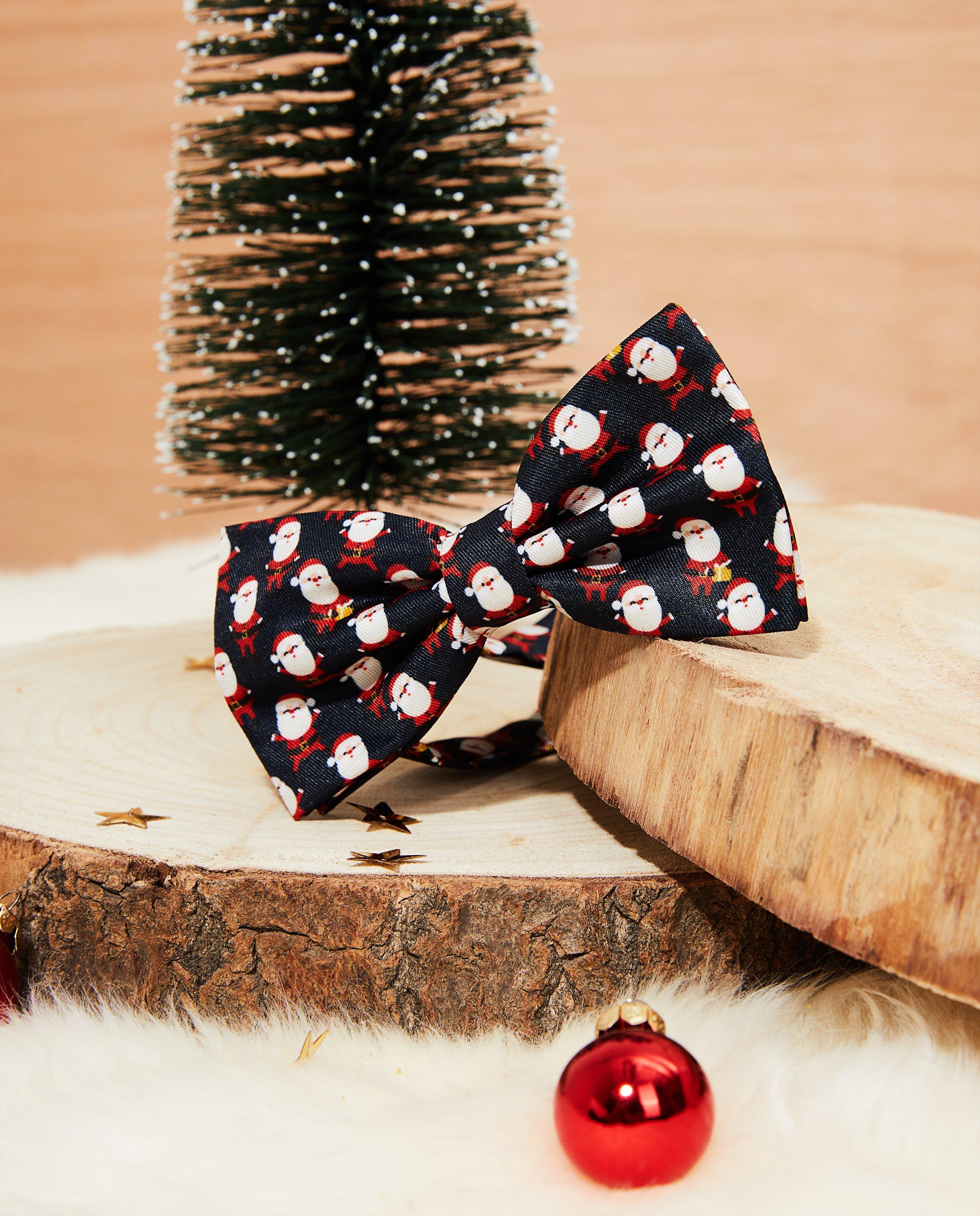 Kerststrikje met print, 3-7 jaar - in blauw - Familystories