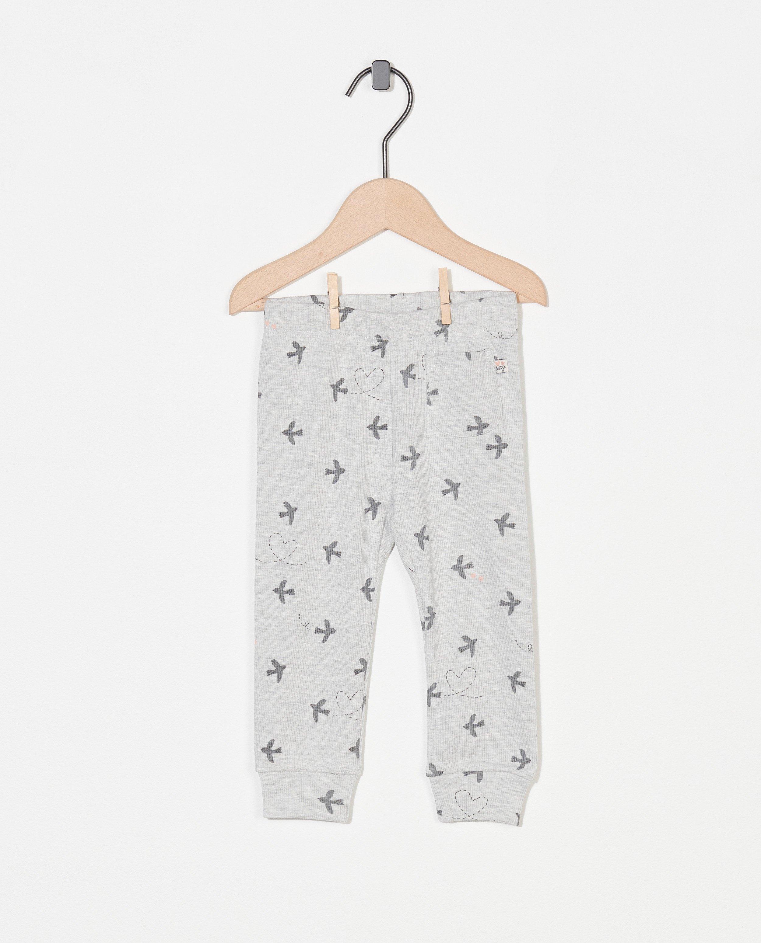 Grijze legging met print - en ribreliëf - Feetje