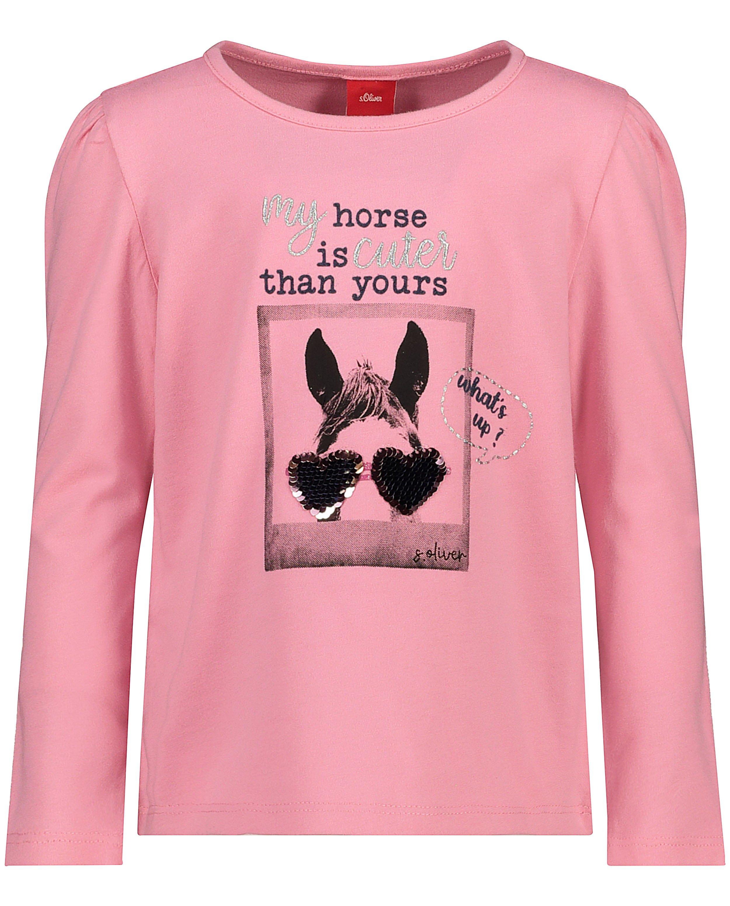 T-shirt blanc à manches longues, imprimé s.Oliver - et paillettes - S. Oliver