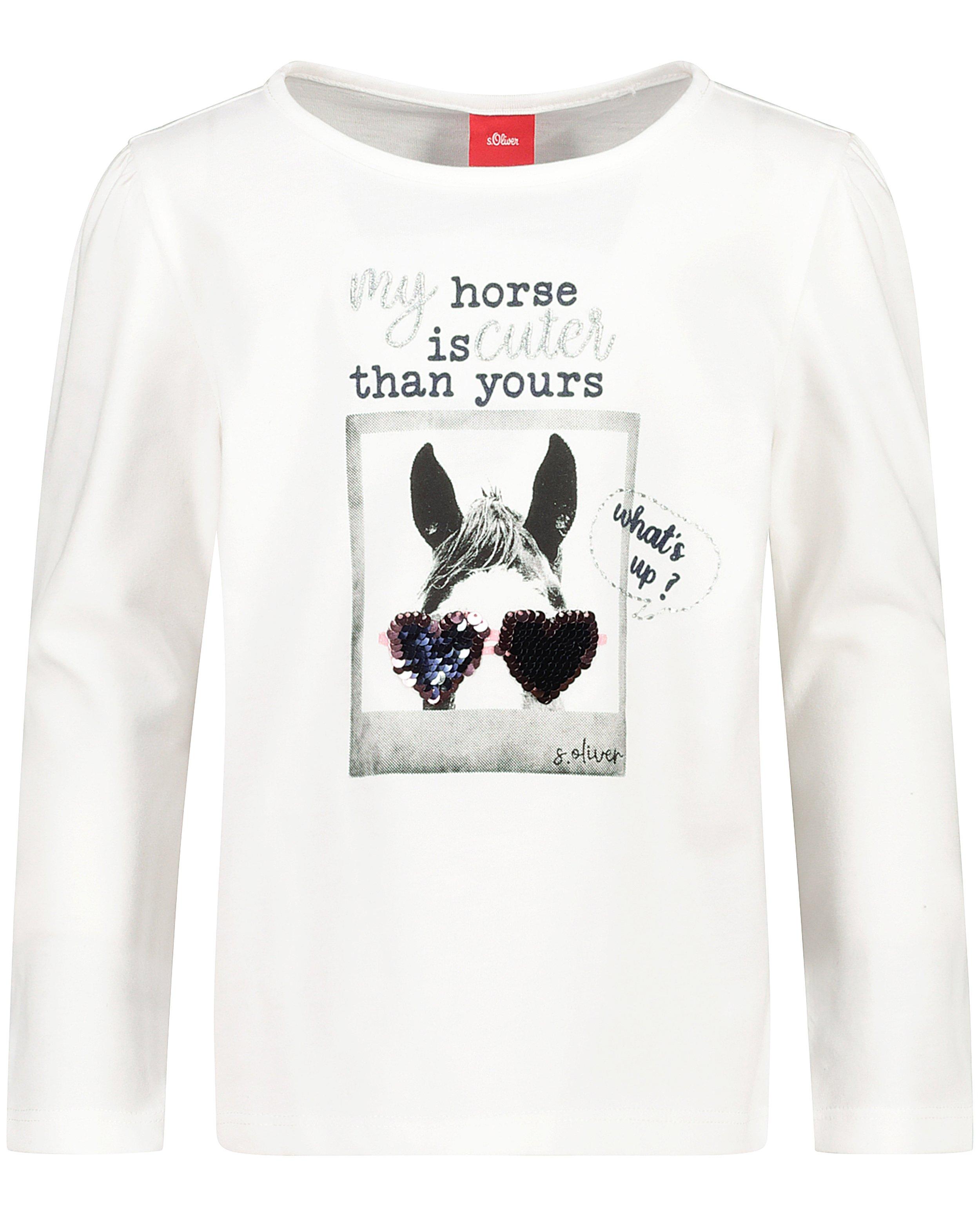 T-shirt blanc à manches longues, imprimé s.Oliver - et paillettes - S. Oliver