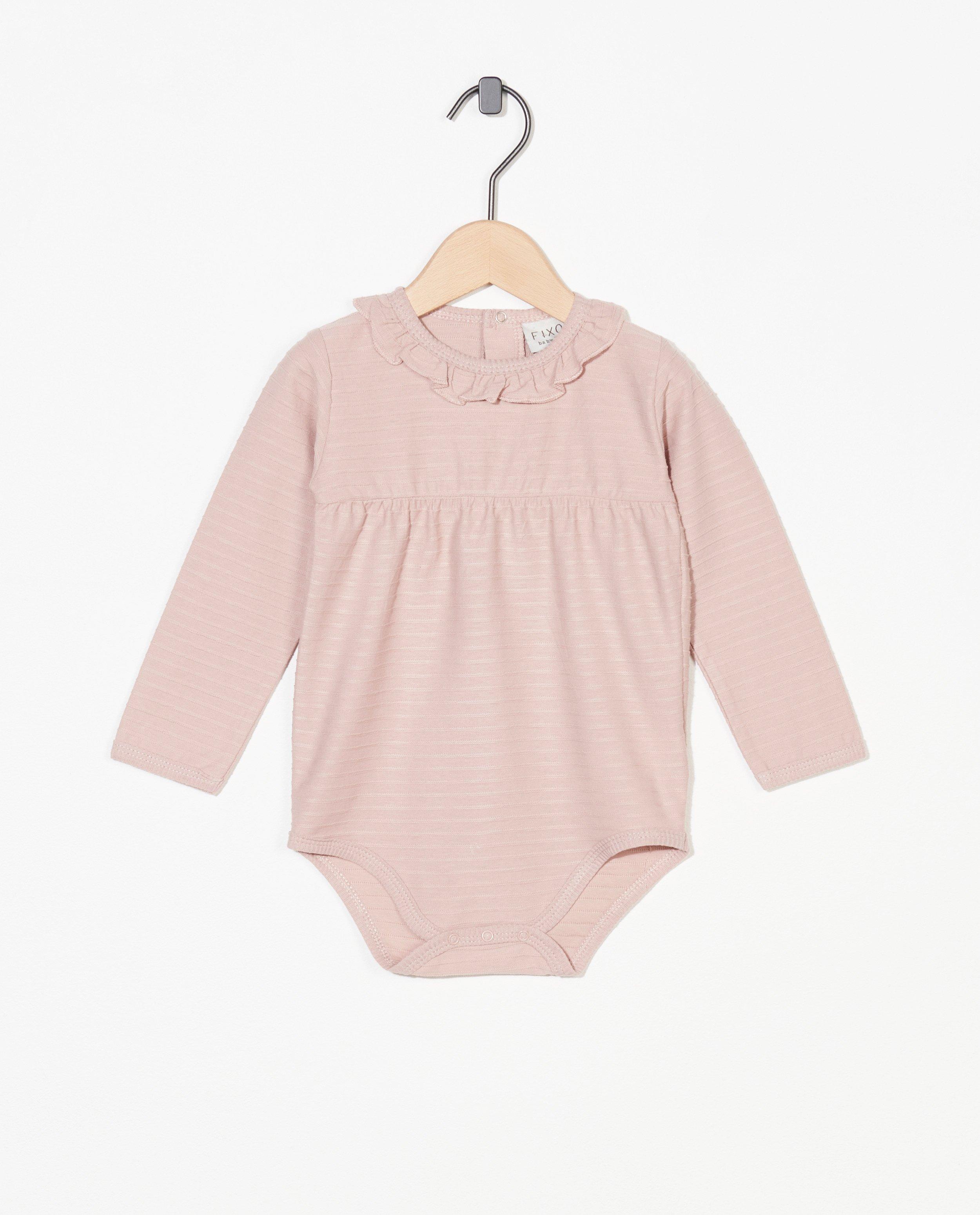 Roze romper met structuur Fixoni - en ruches - Fixoni