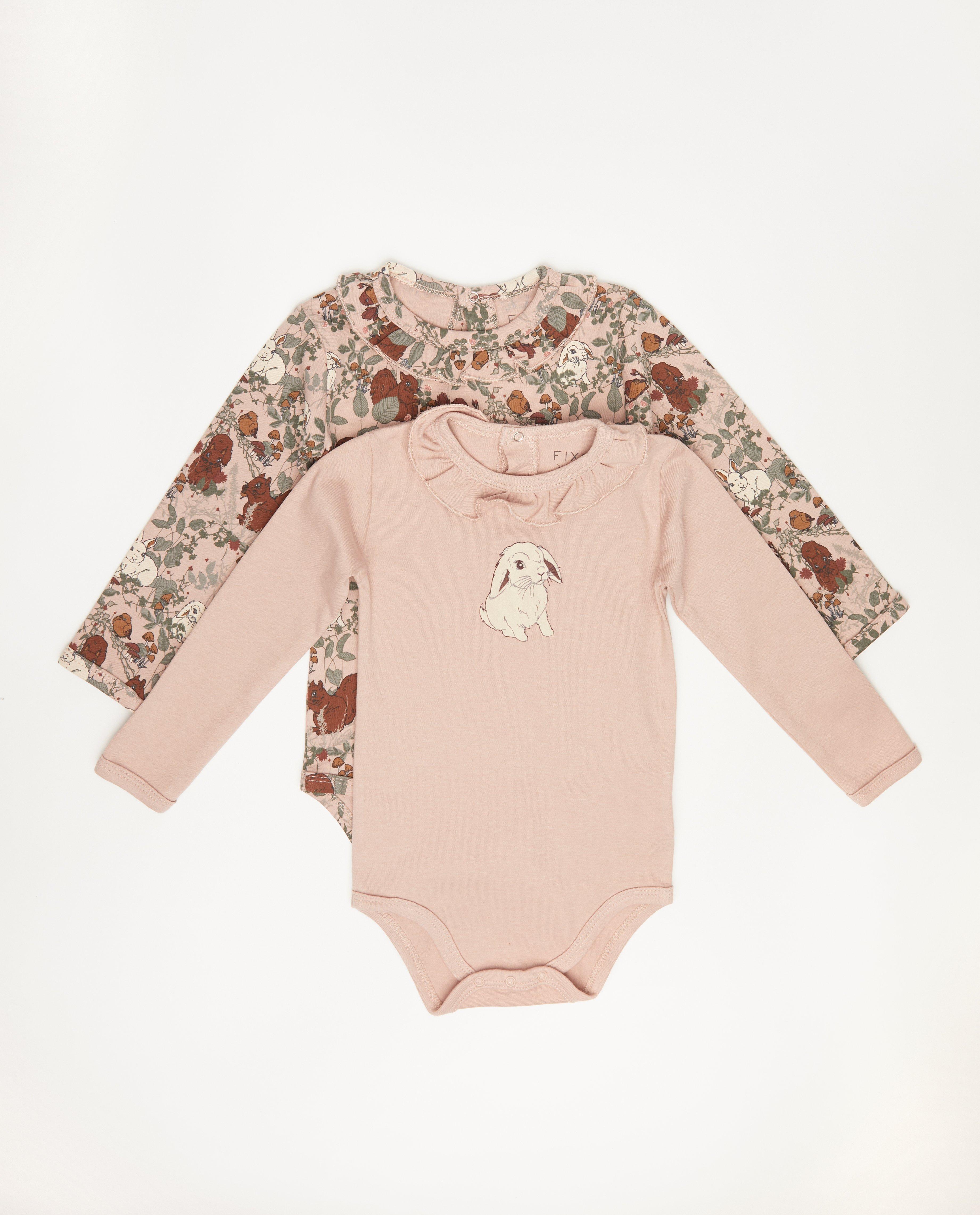 Setje met 2 rompers in roze Fixoni - met print - Fixoni