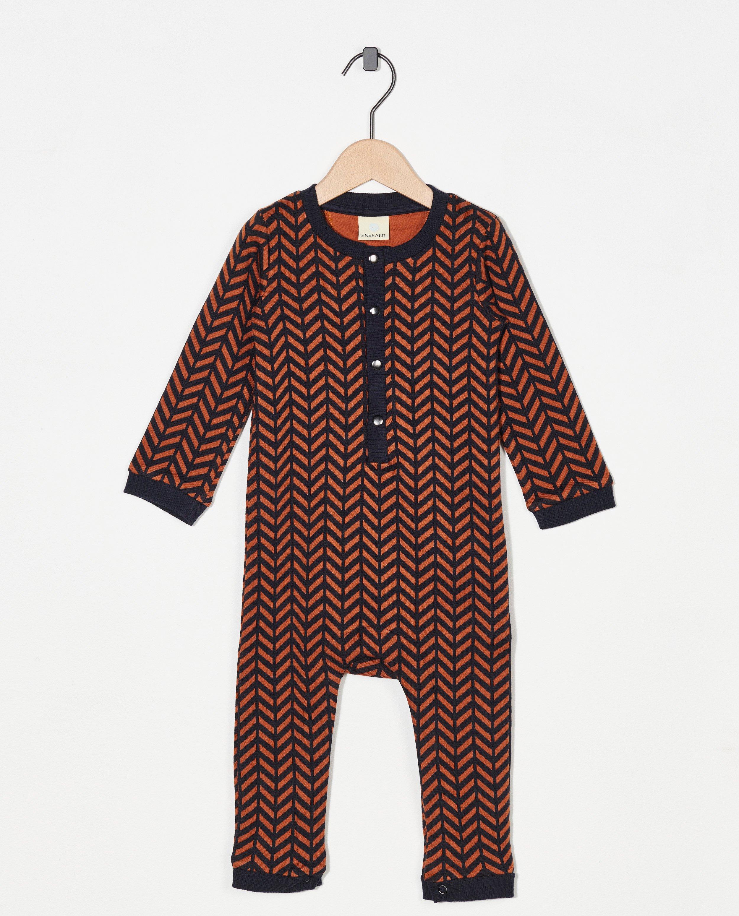 Blauw-roestkleurig kruippak Enfant - van fijne brei - Enfant
