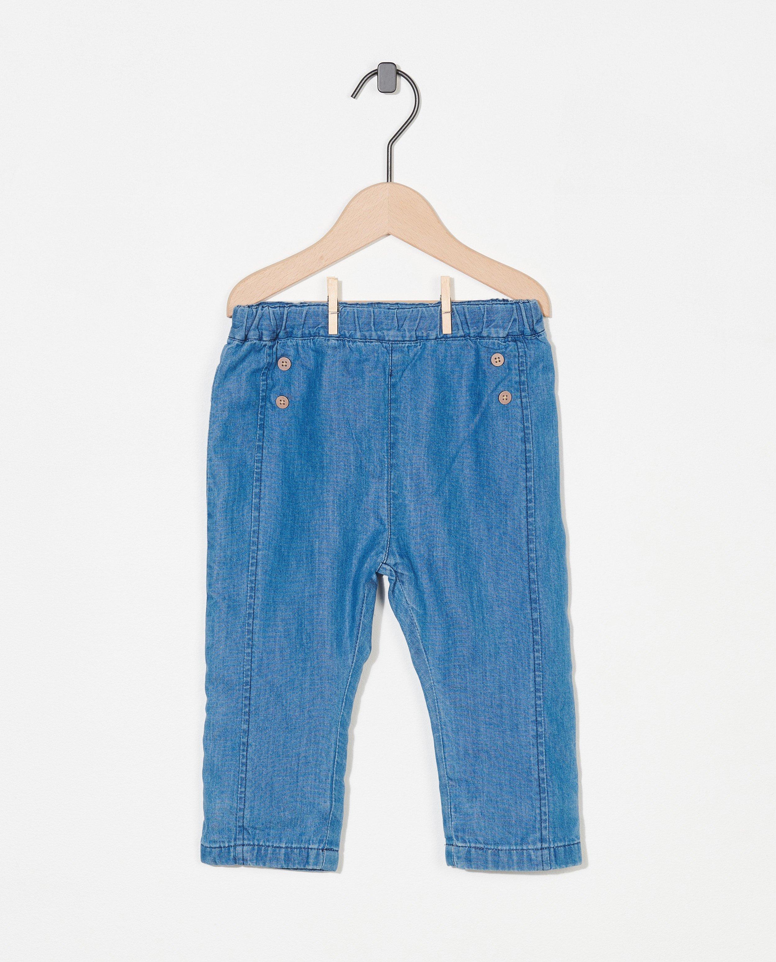 Pantalon en denim bleu Fixoni - petits boutons - Fixoni