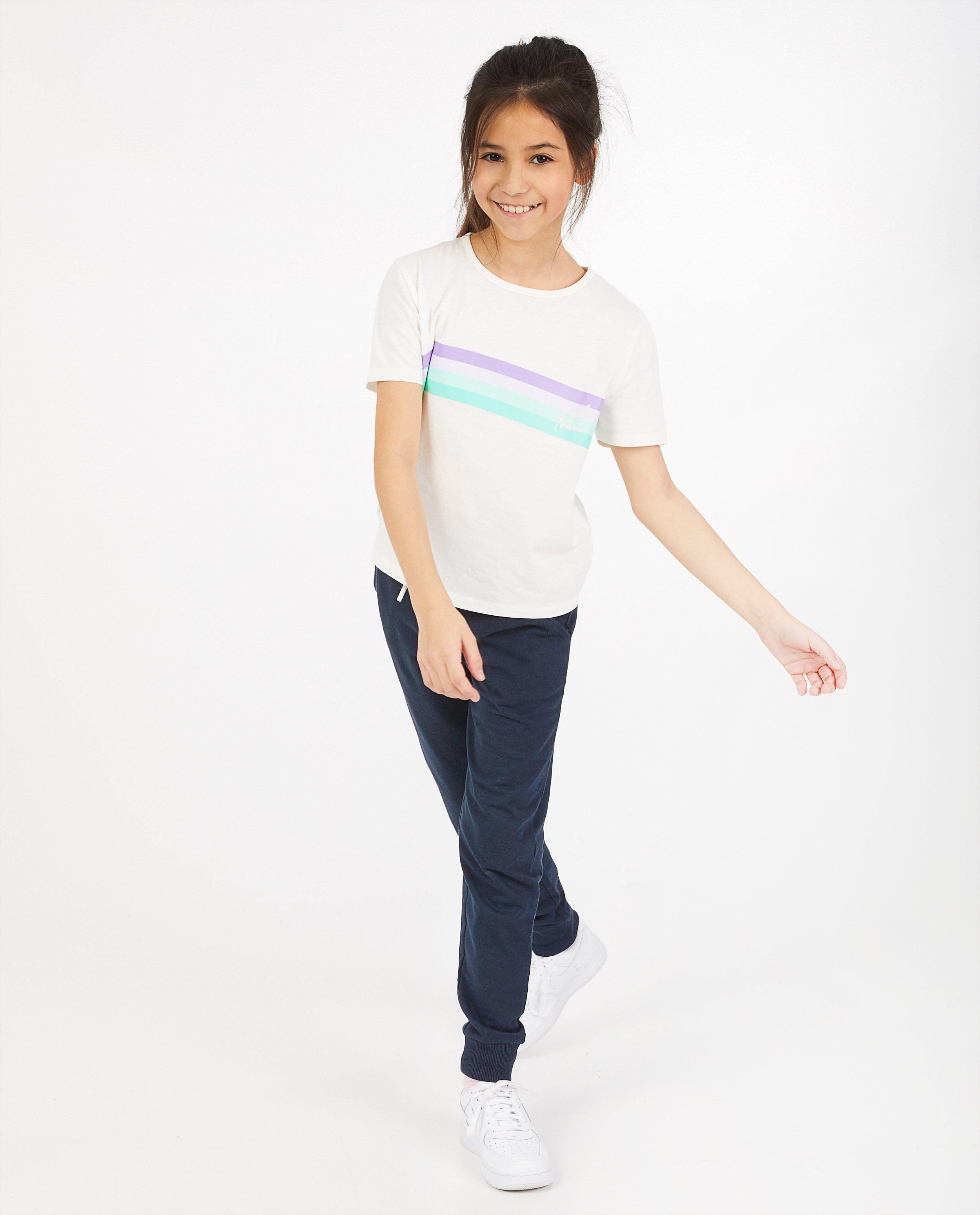 Wit T-shirt met strepen BESTies - en opschrift - Besties