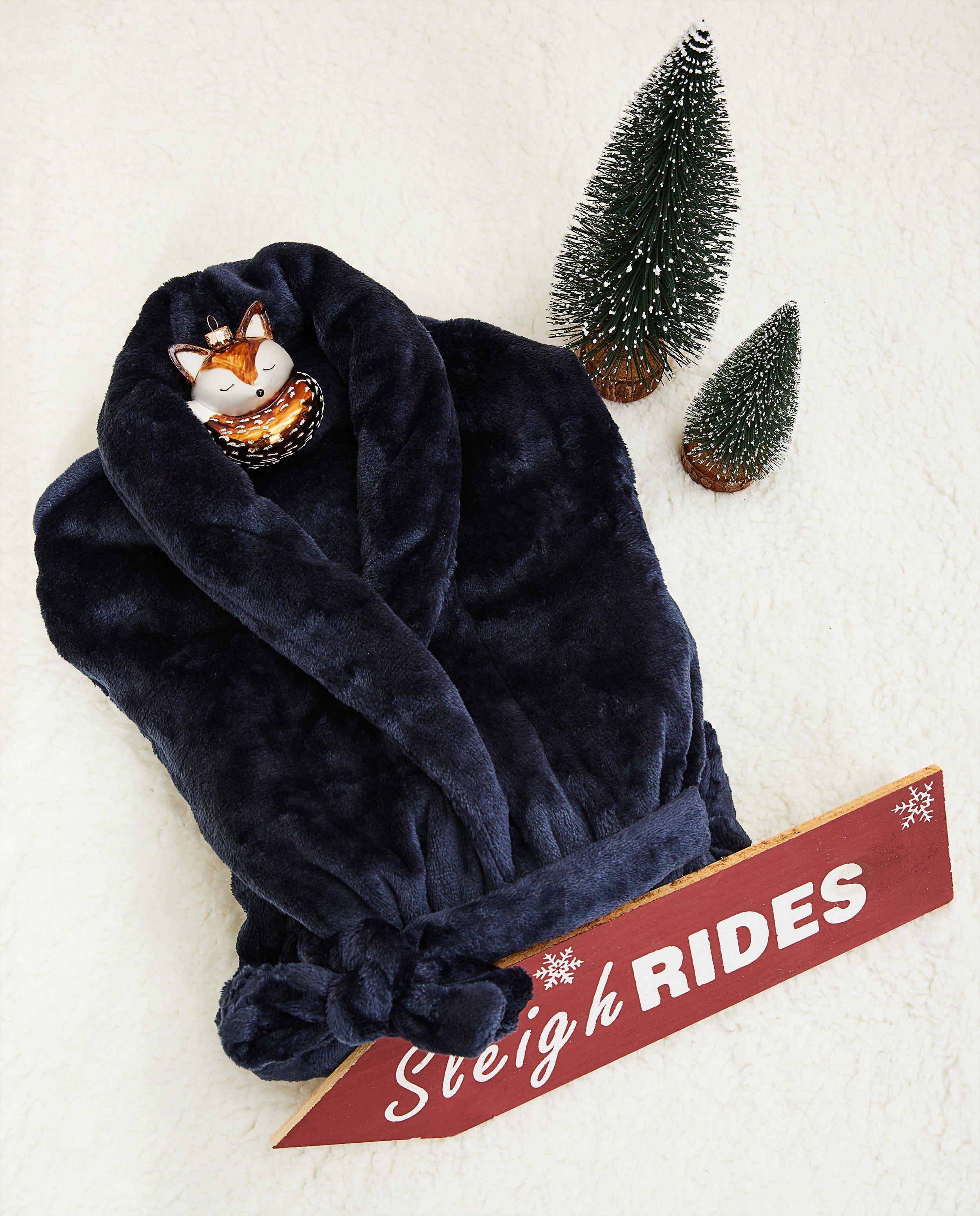 Peignoir bleu en fleece - twinning - Familystories