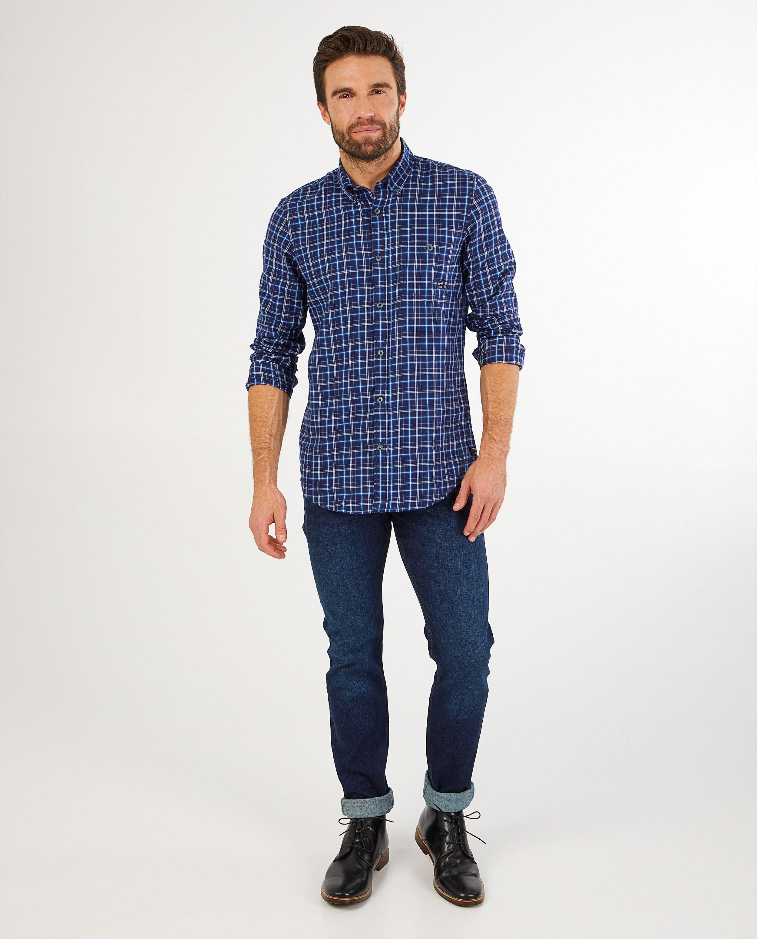 Blauw hemd met ruitpatroon Lerros - cosy flanel - Lerros