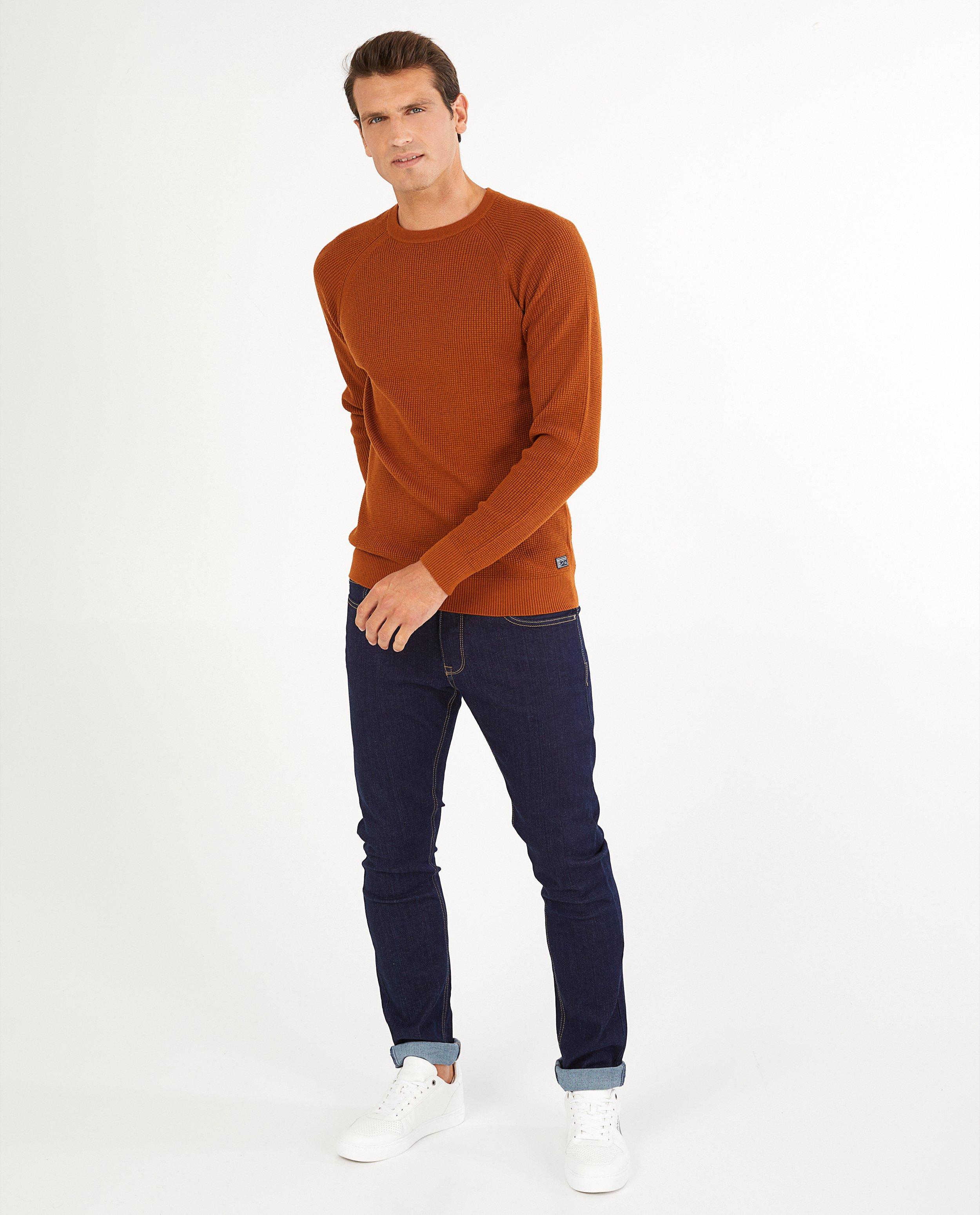 Pull cognac avec relief - en tricot - Quarterback