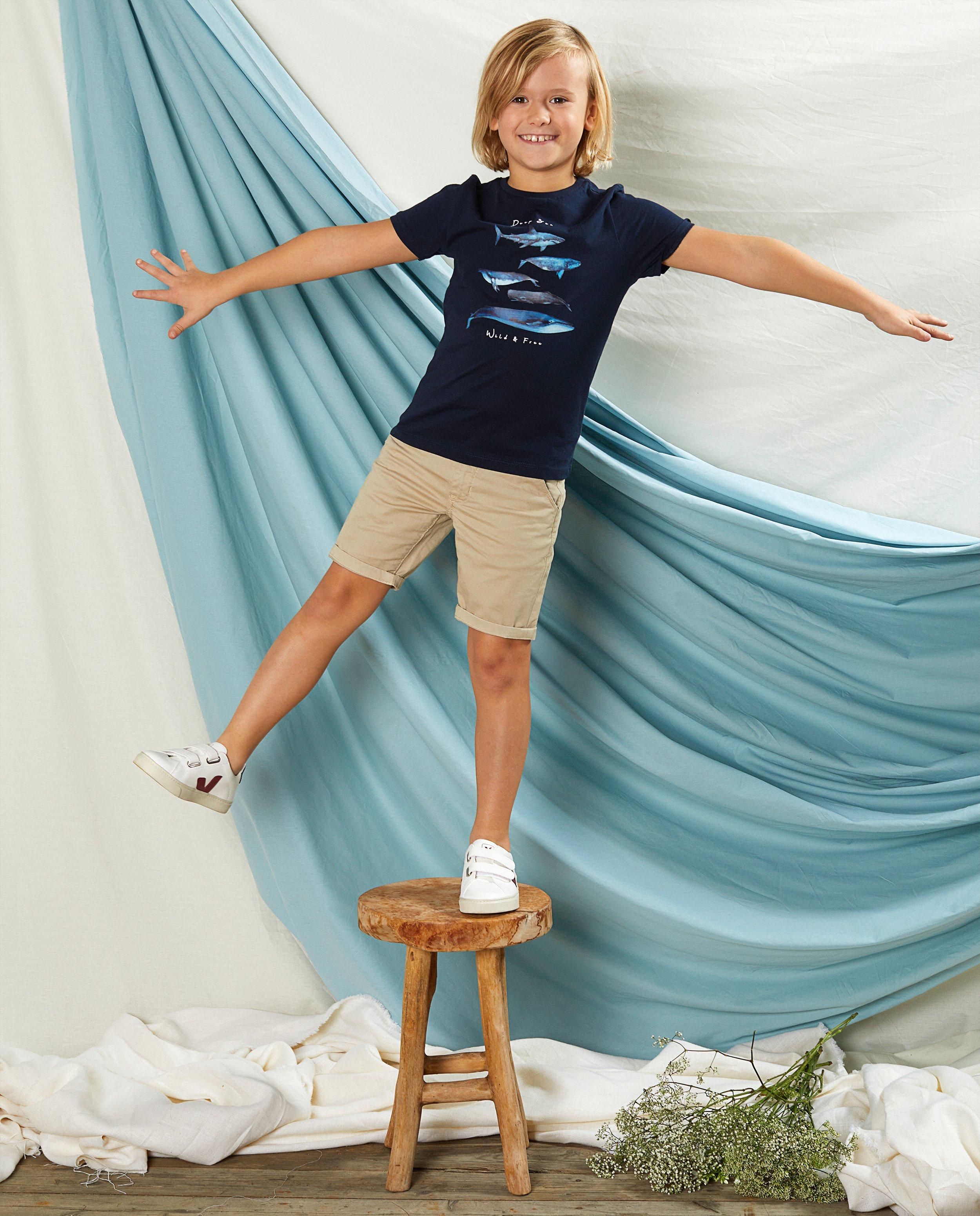 Blauw T-shirt met print Communie - op de borst - Kidz Nation