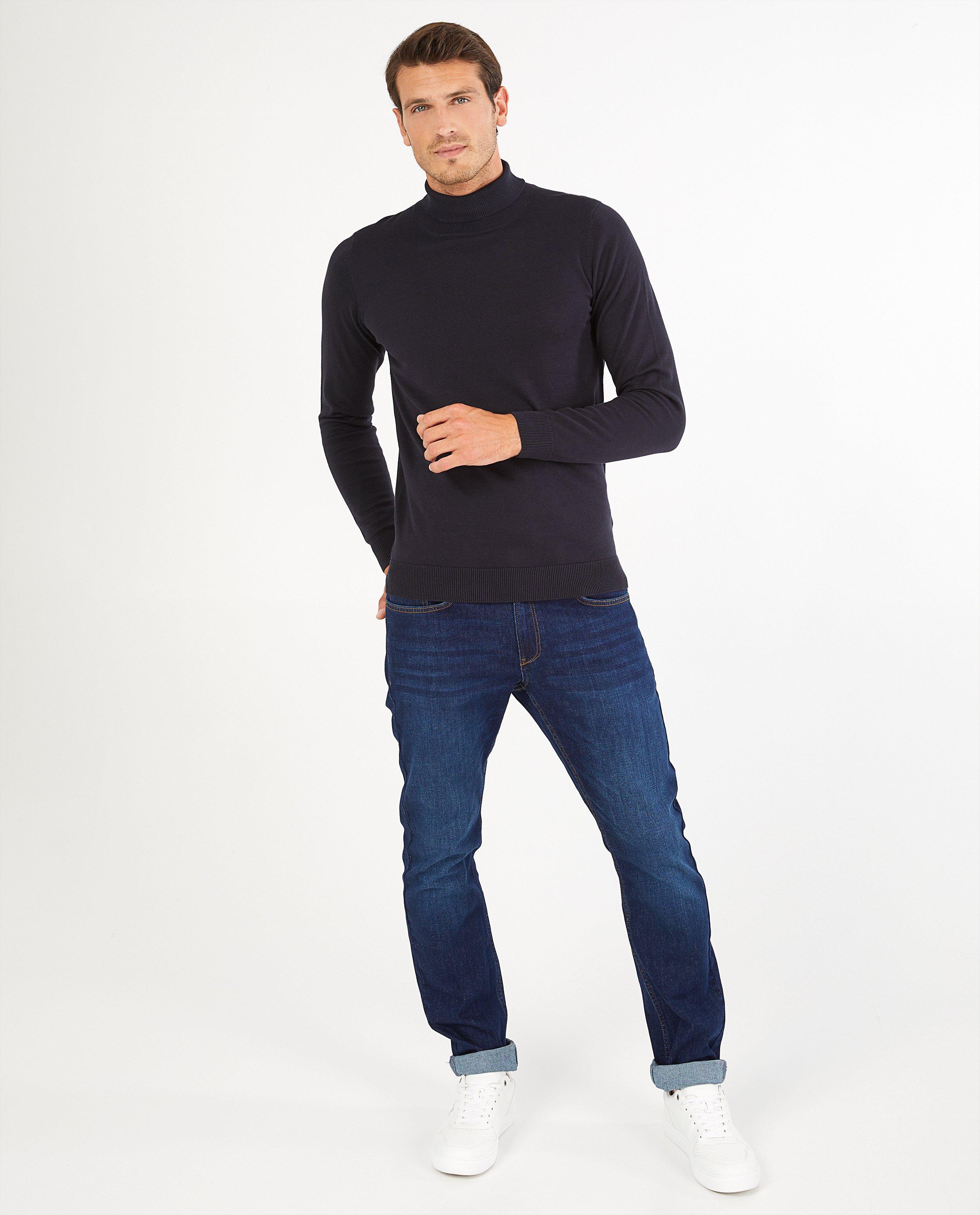 Pull à col roulé gris en coton bio - fin tricot - Iveo