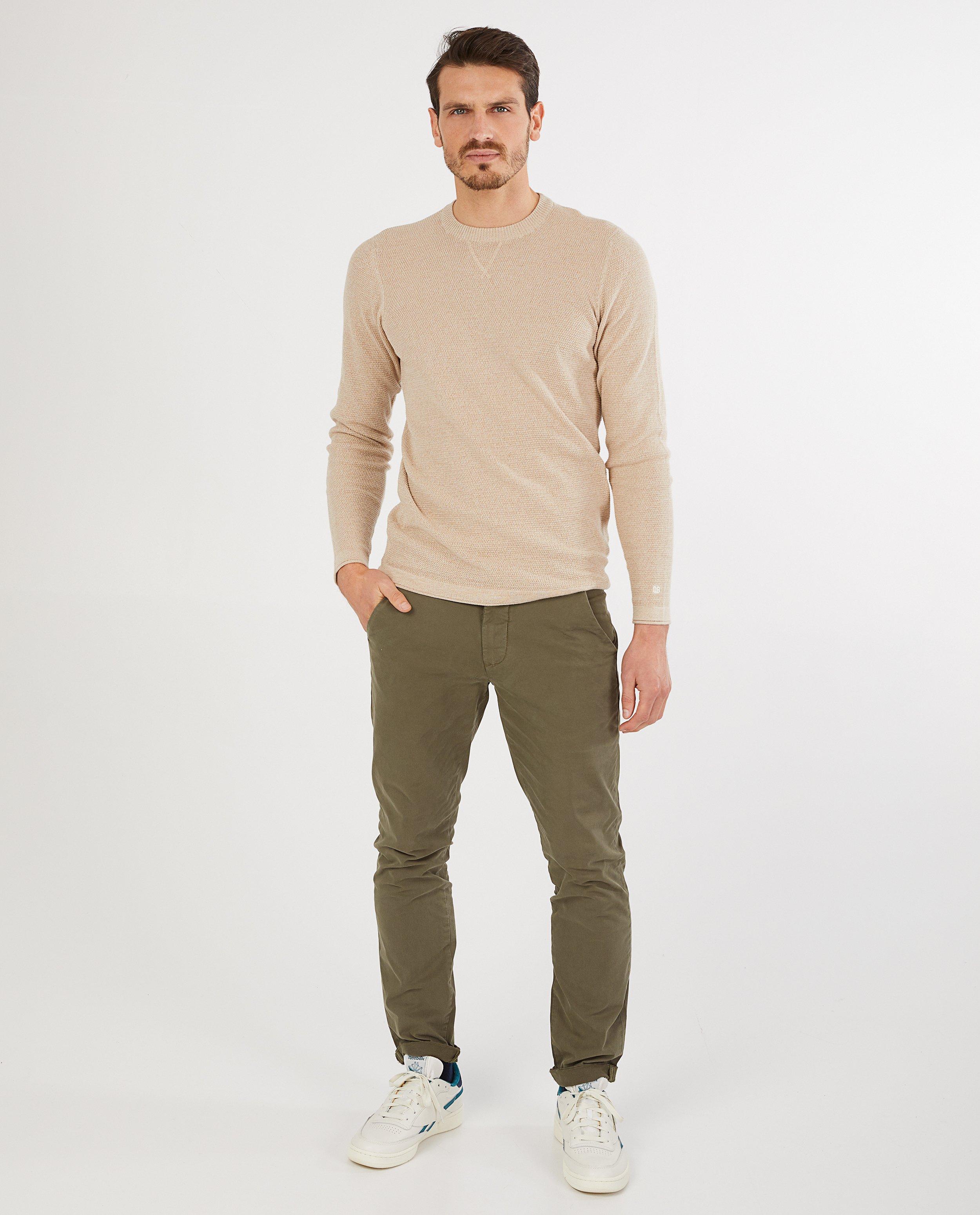 Fin pull beige en coton bio - fin tricot - Quarterback