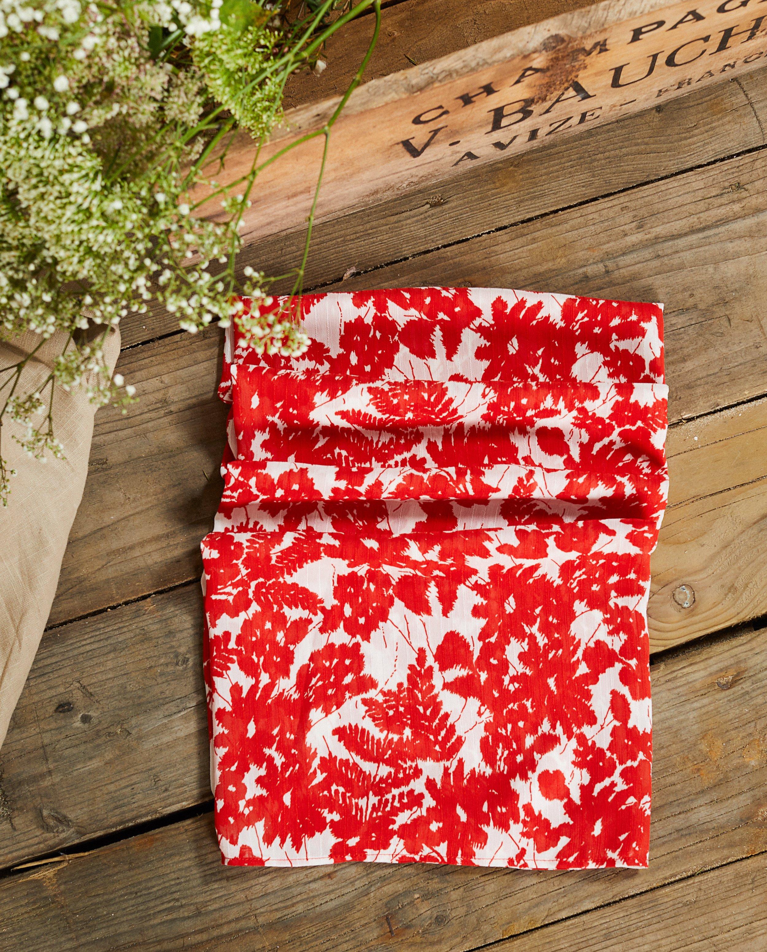 Bonneterie - Foulard rouge et blanc à imprimé Sora