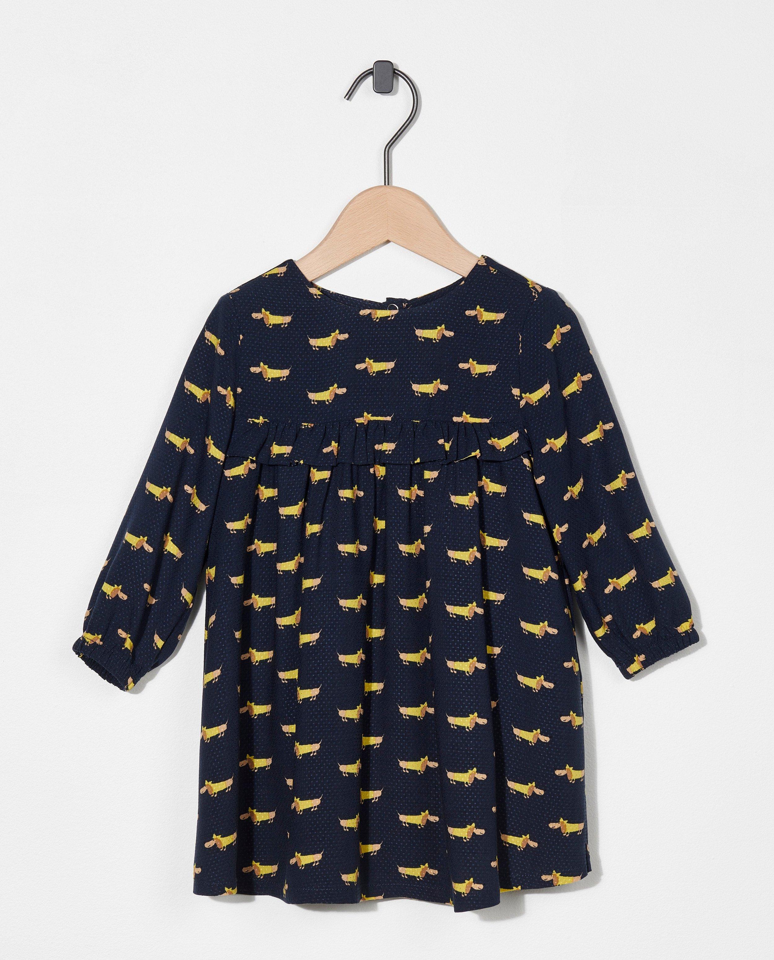 Robe bleue à imprimé de chiens - imprimé intégral - Cuddles and Smiles