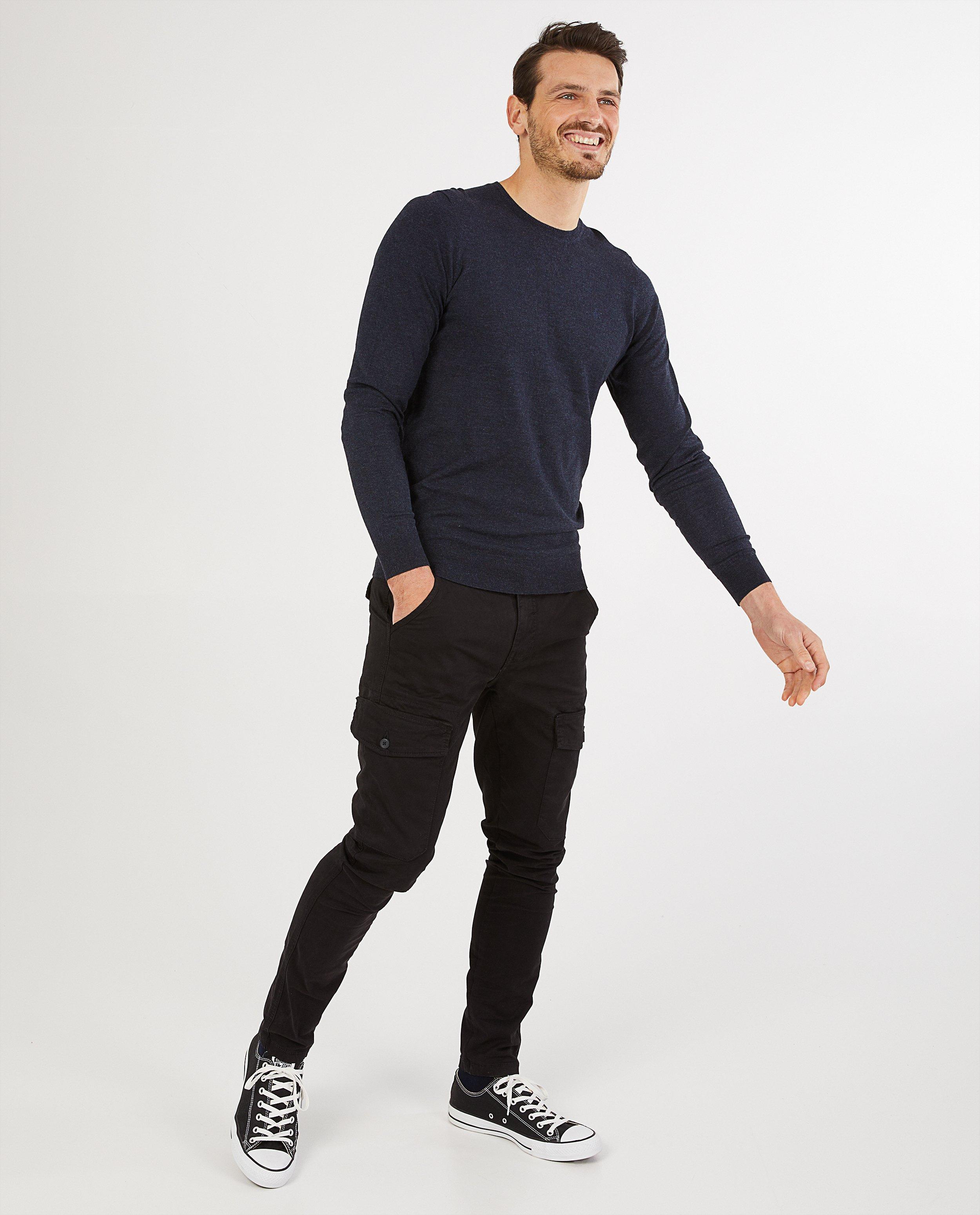 Pull bleu foncé - fin tricot - Quarterback