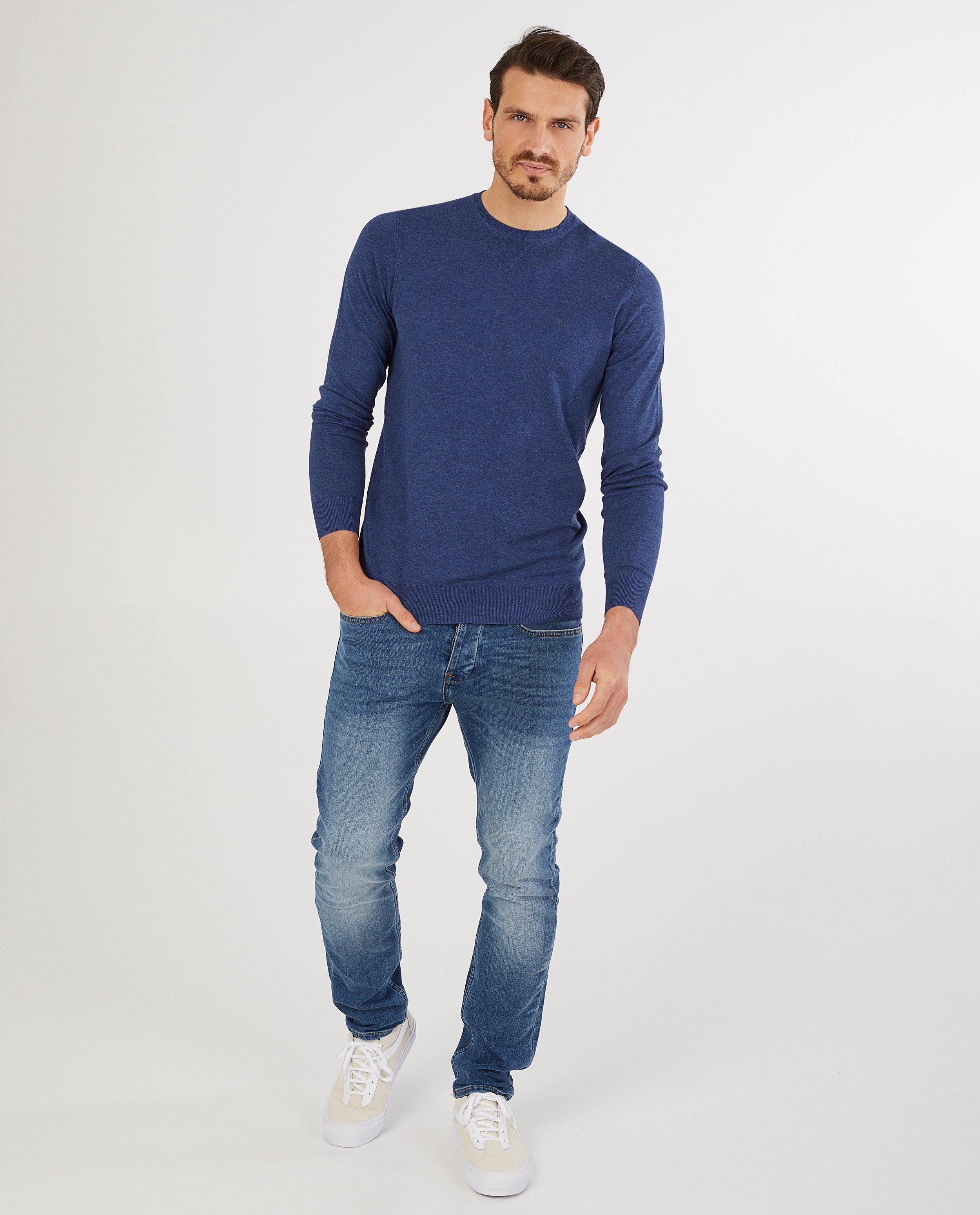 Pull bleu - fin tricot - Quarterback