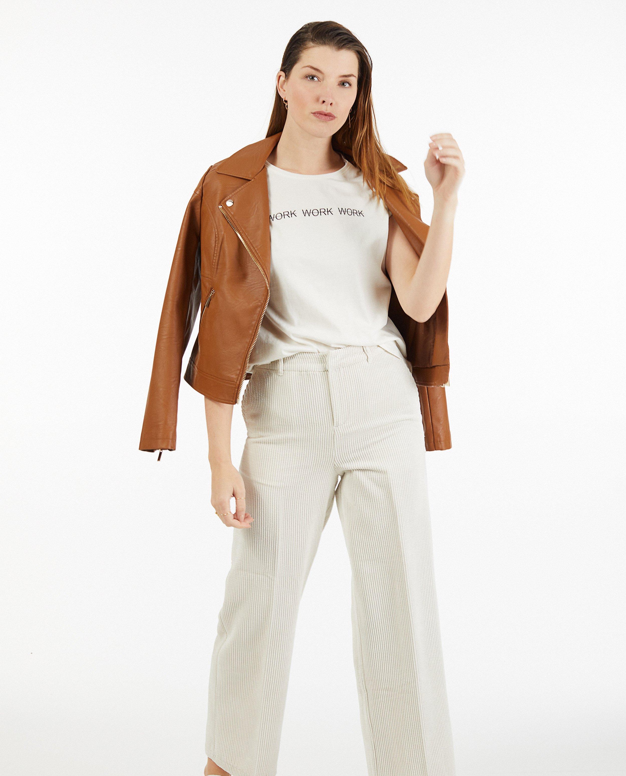 Bruine faux leather jas Sora - kort model - Sora