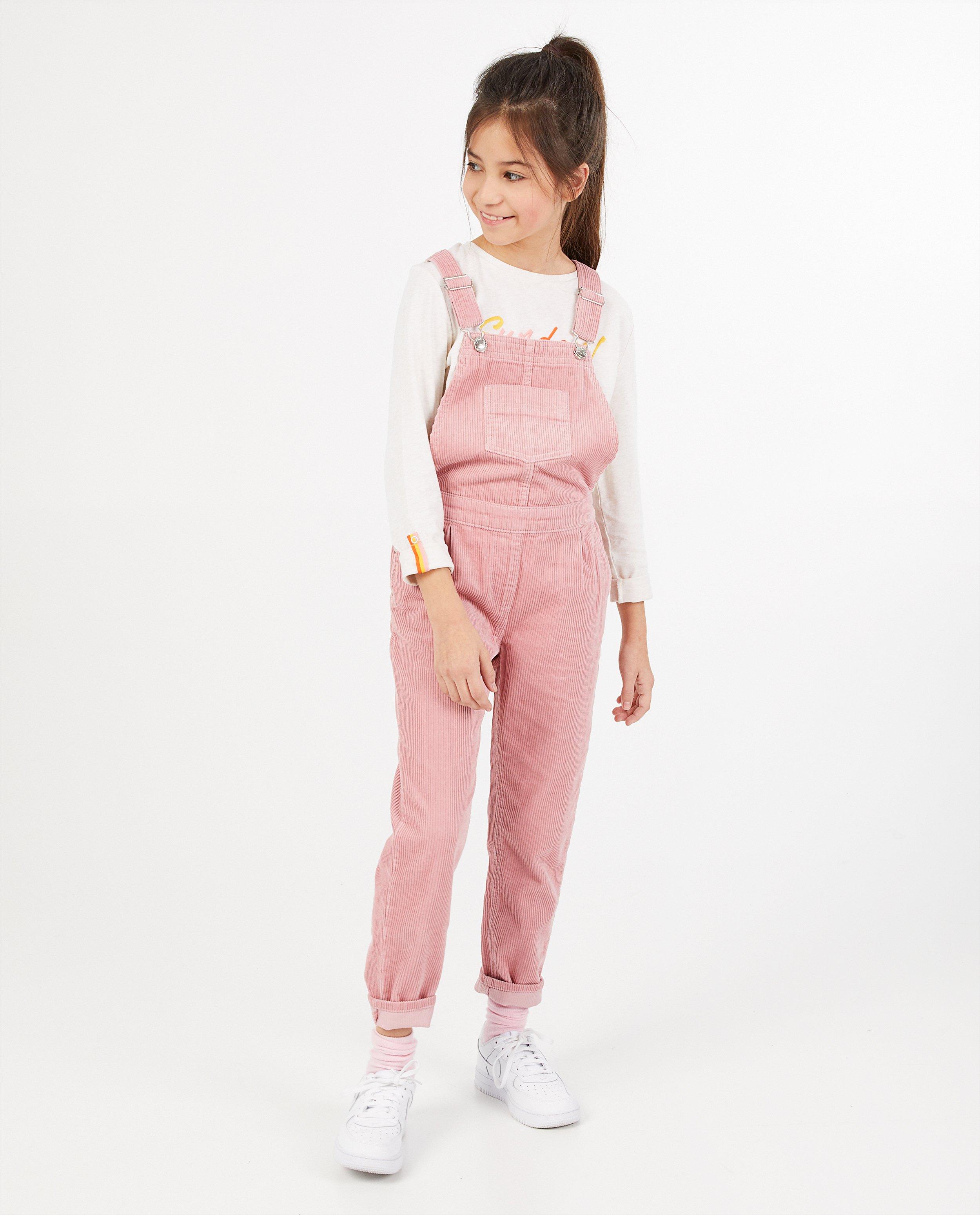 Roze salopette van ribfluweel