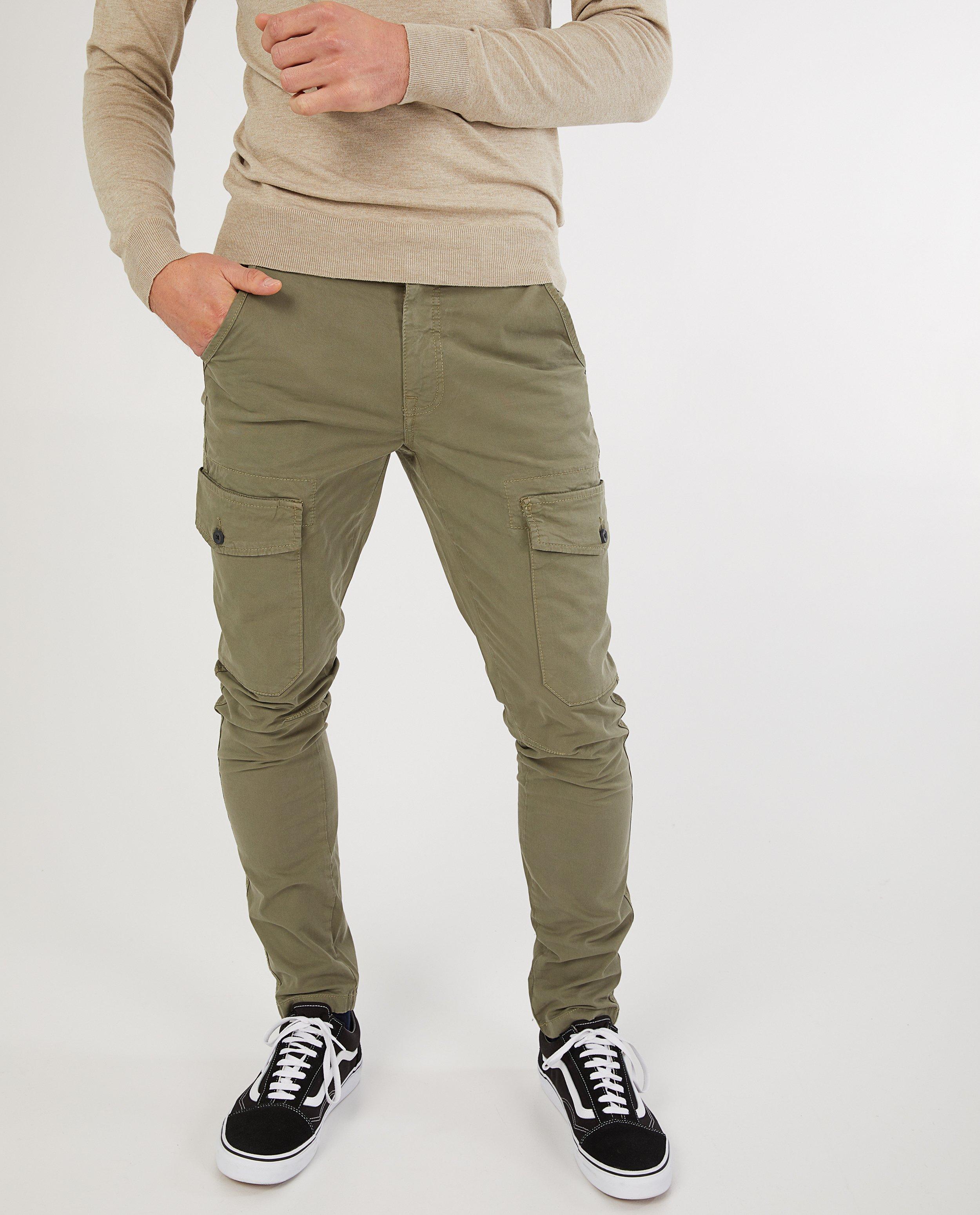 Groene cargo slim fit broek Vic