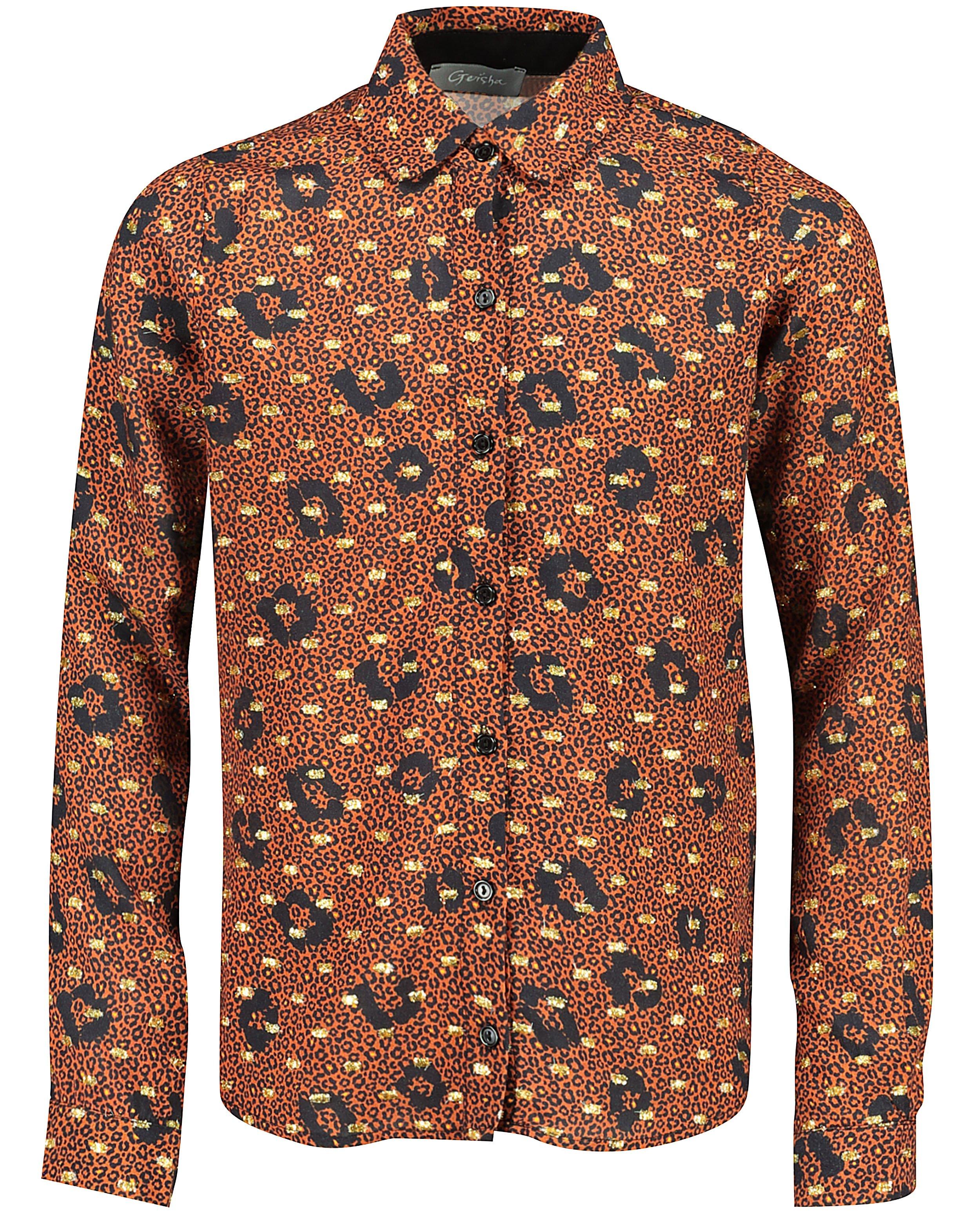 Bruin hemd met print Geisha - en metaaldraad - Geisha