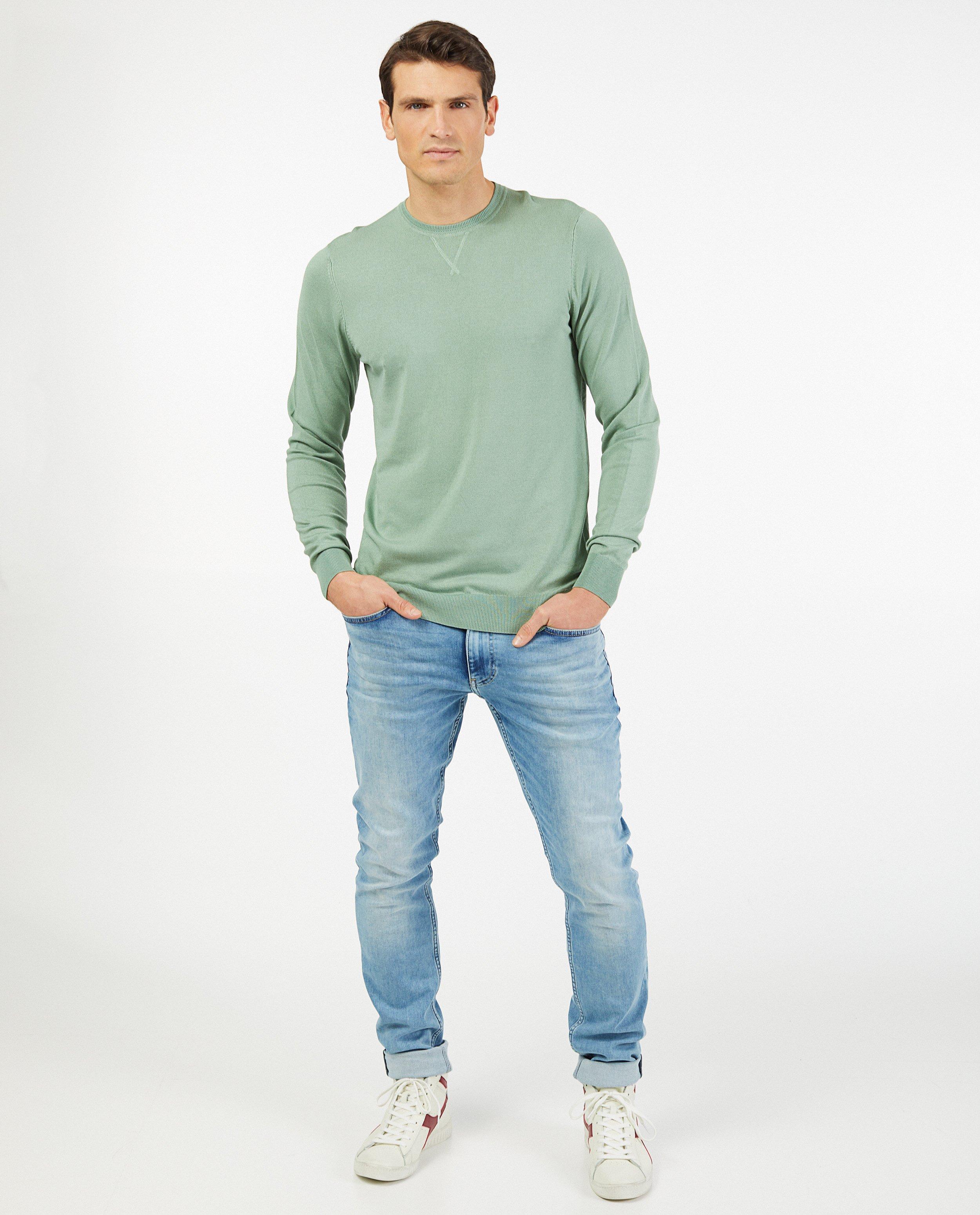 Pull vert pâle - en fin tricot - Iveo