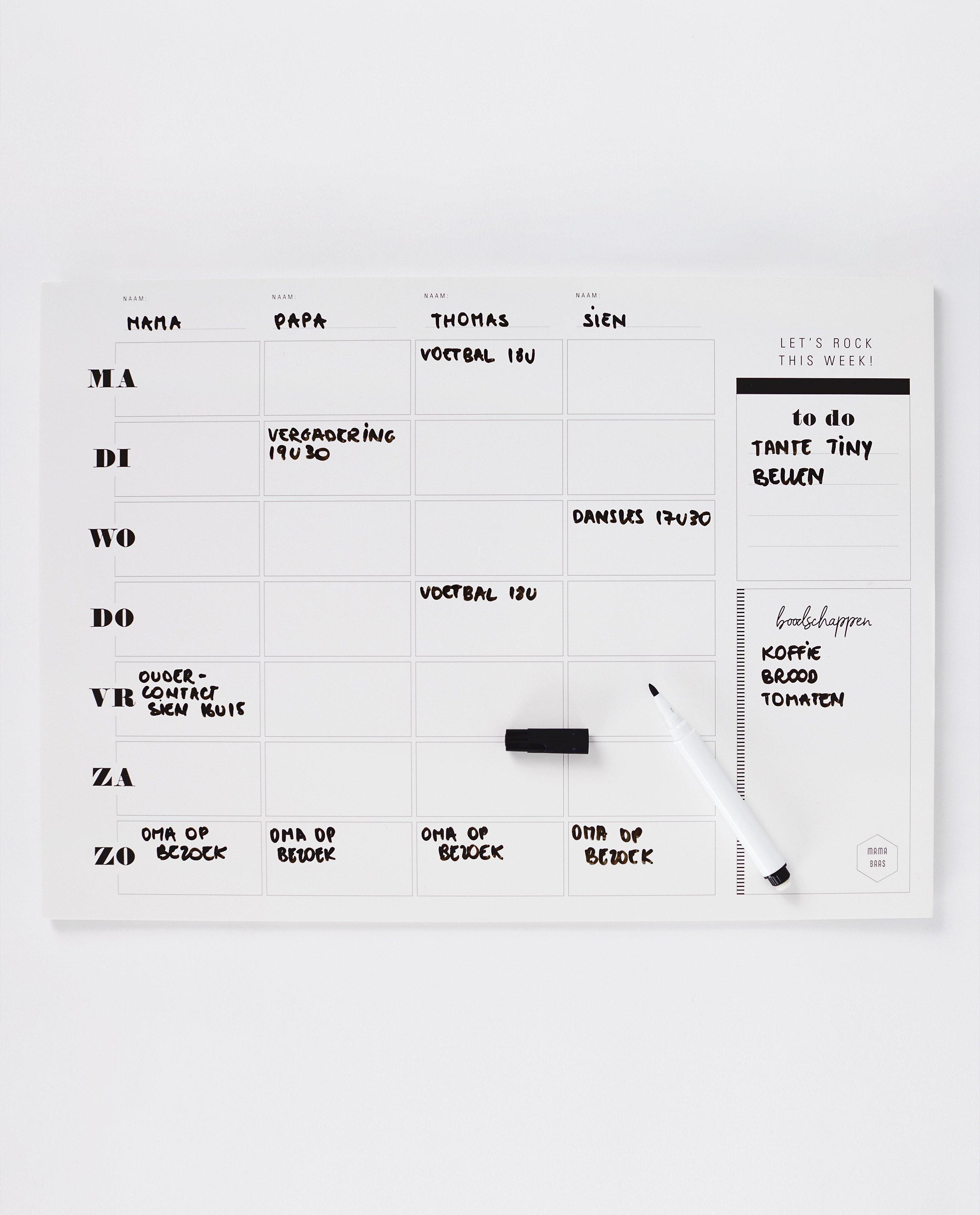 Whiteboard weekplanner - Mama Baas - Product Detail - wit - afbeelding nummer 1