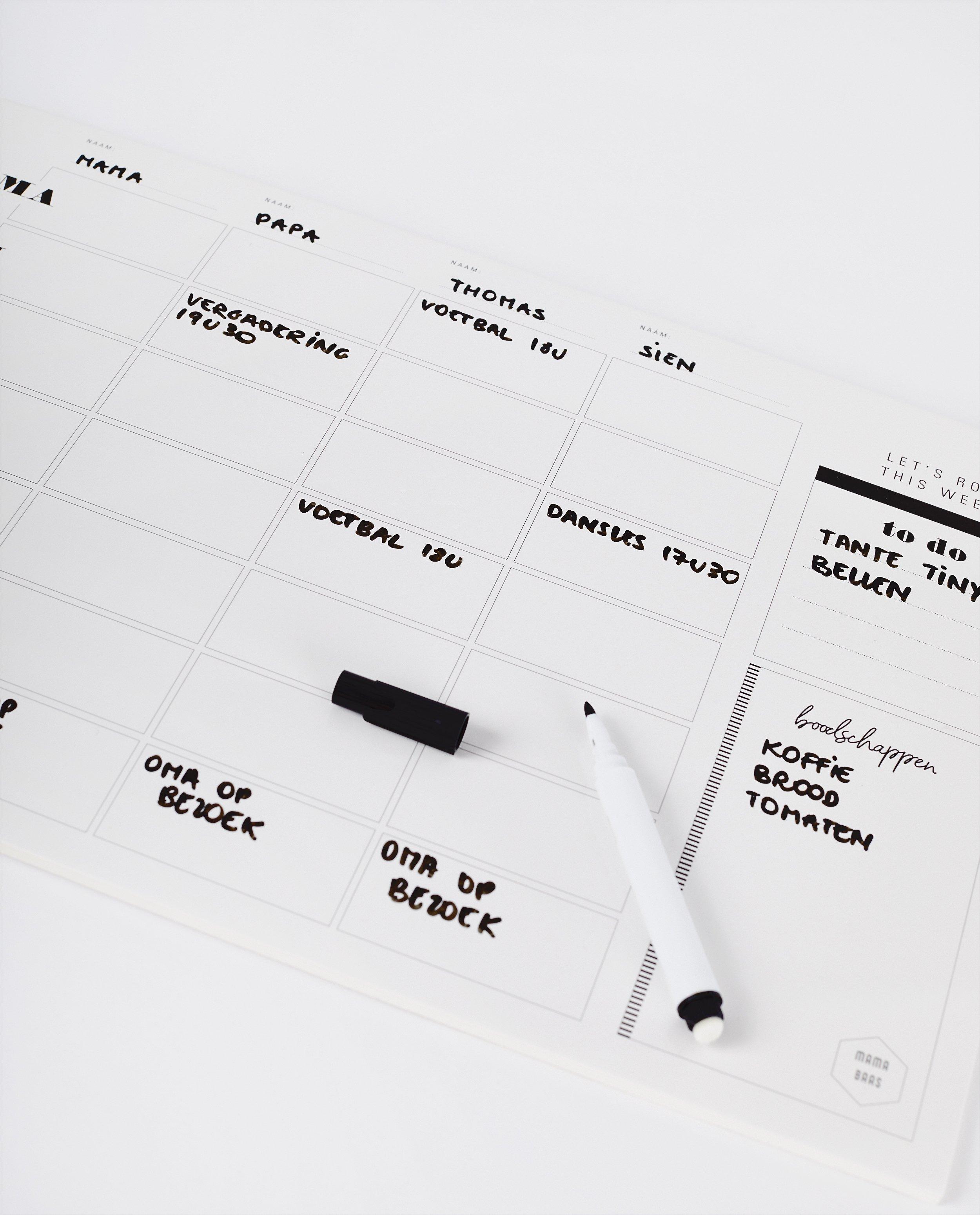 Whiteboard weekplanner - Mama Baas - Product Detail - wit - afbeelding nummer 2