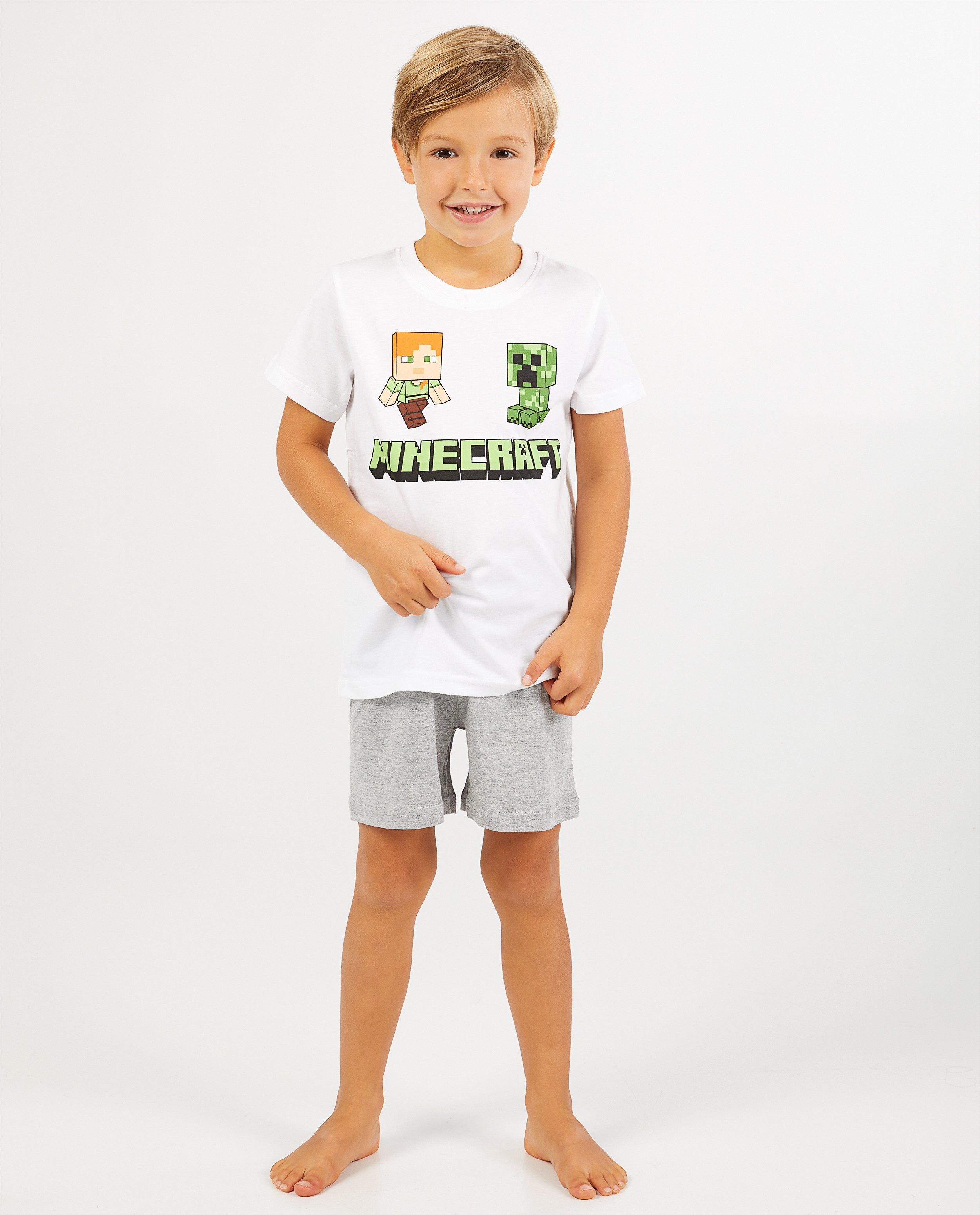 Pyjama Minecraft blanc-gris - t-shirt avec short - JBC