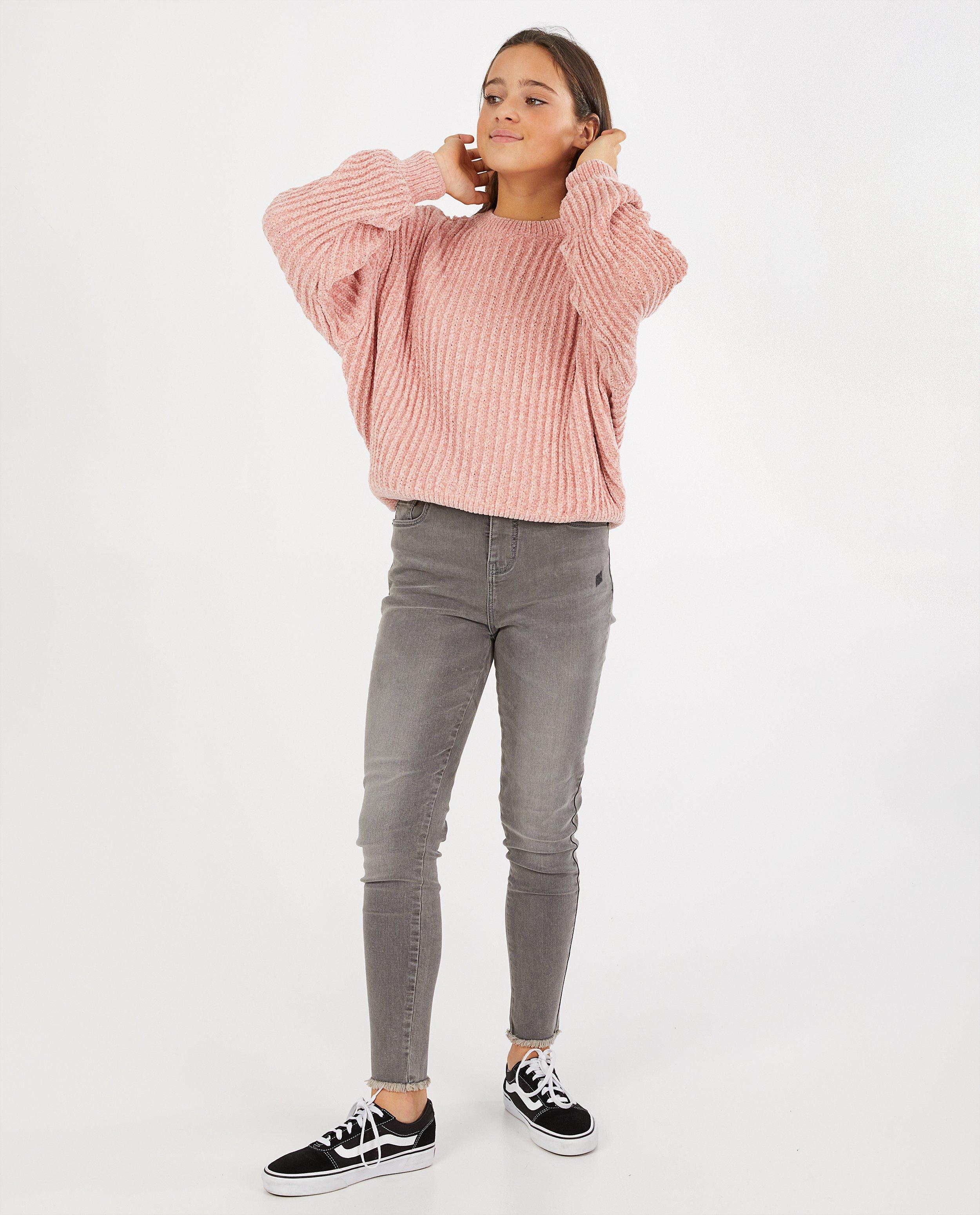Roze trui van chenille - gebreid - Groggy