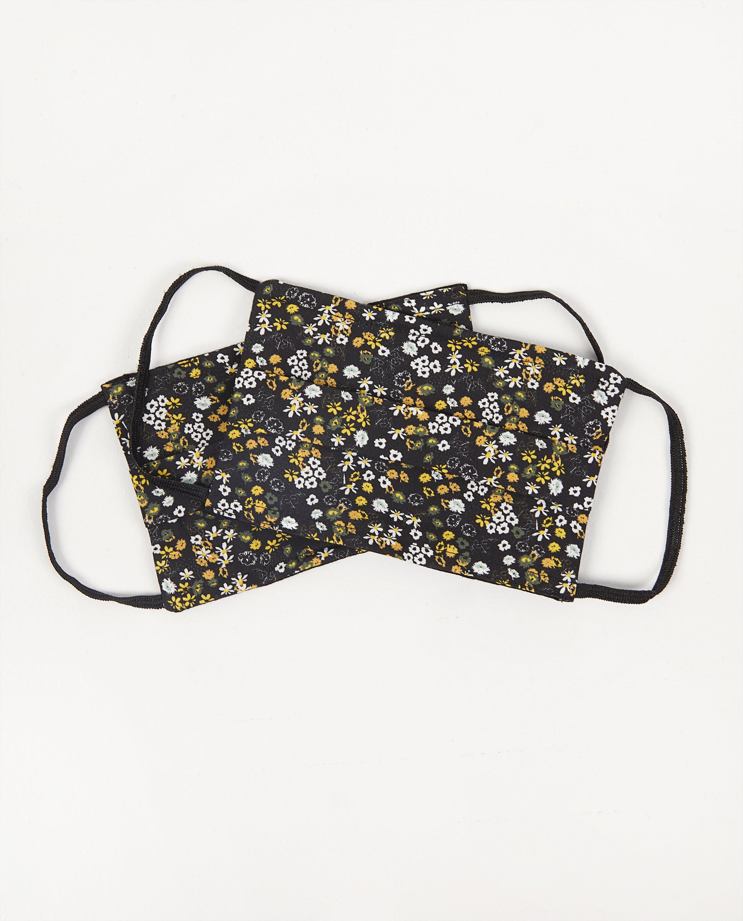2 mondmaskers met bloemen - zwart - set van 2 - JBC