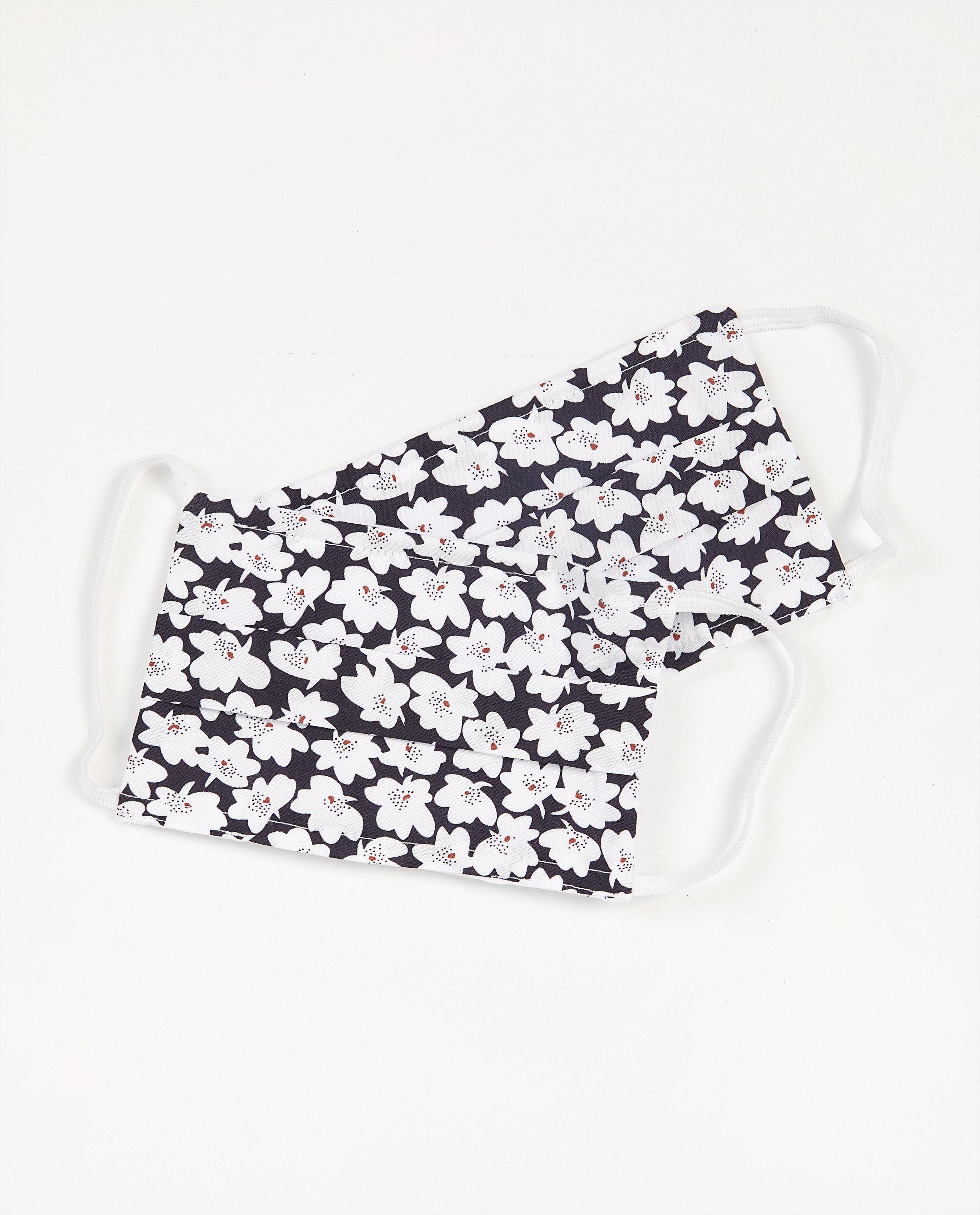 2 blauwe mondmaskers met bloemen - set van 2 - JBC