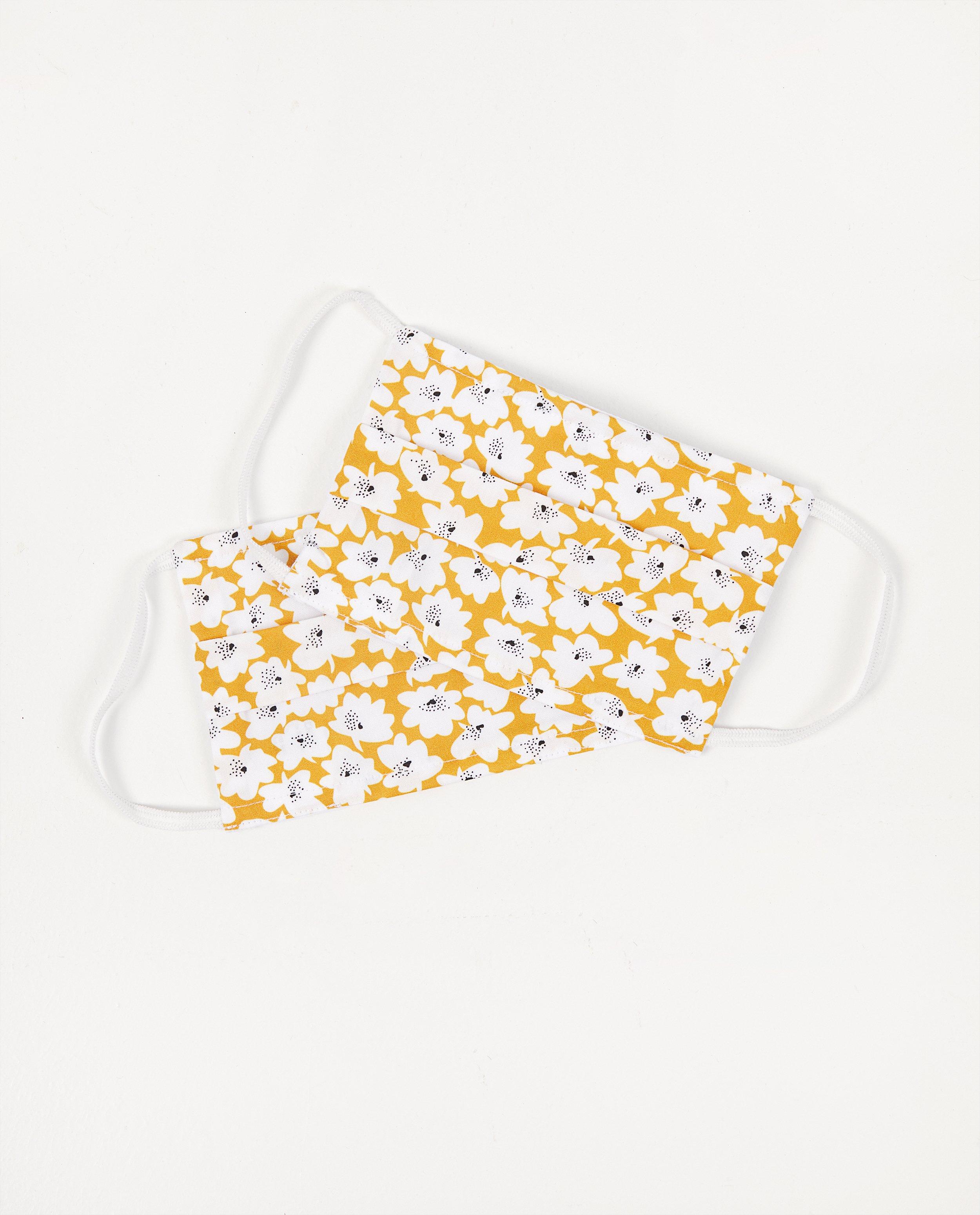 2 gele mondmaskers met bloemen - set van 2 - JBC