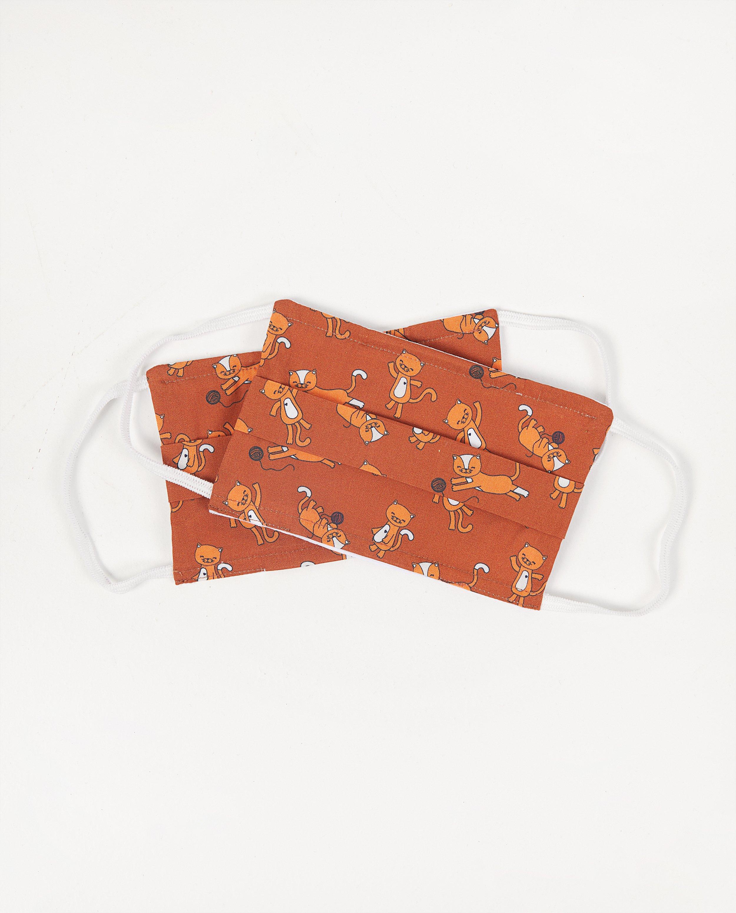 2 bruine mondmaskers met print - set van 2 - JBC