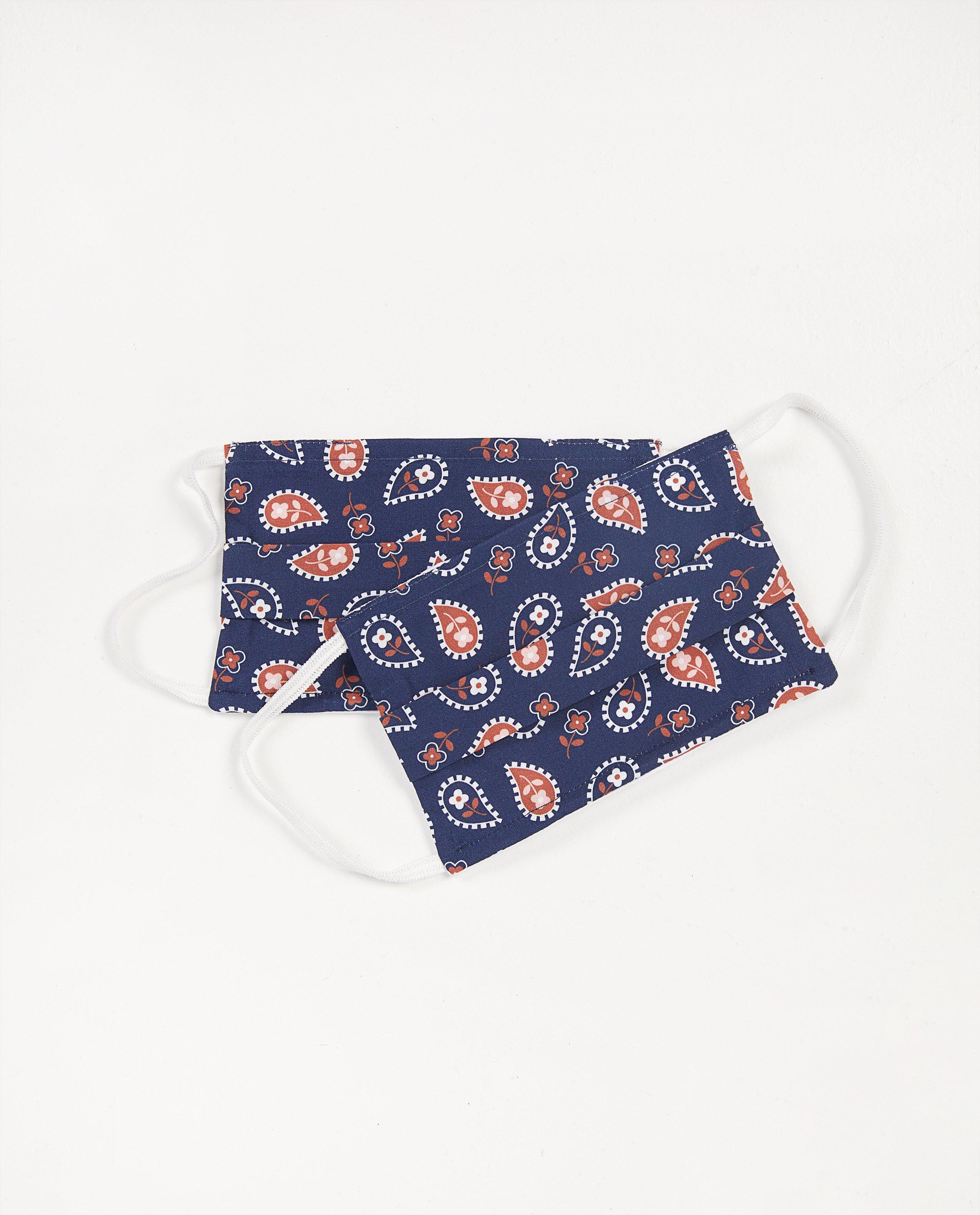 2 blauwe mondmaskers met print - set van 2 - Milla Star
