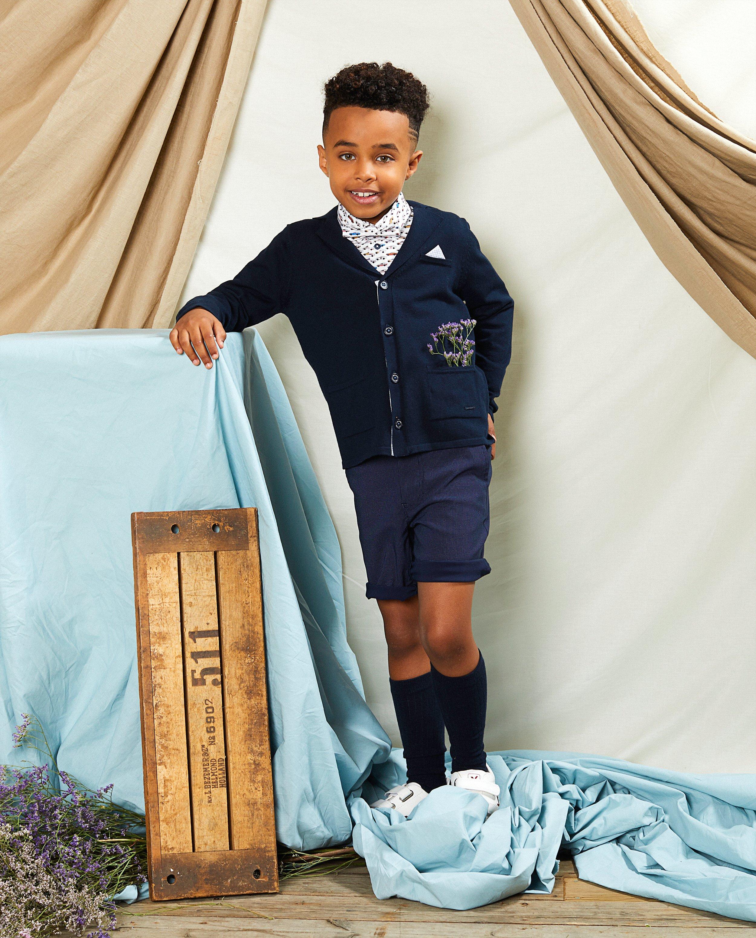 Blauw vest met pochet Communie - van fijne brei - Kidz Nation