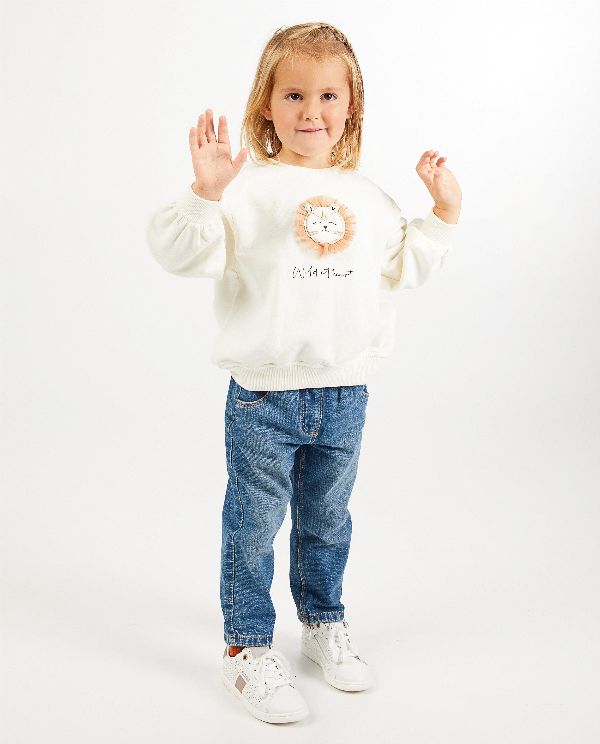 Sweat blanc avec un petit lion - et inscription - JBC