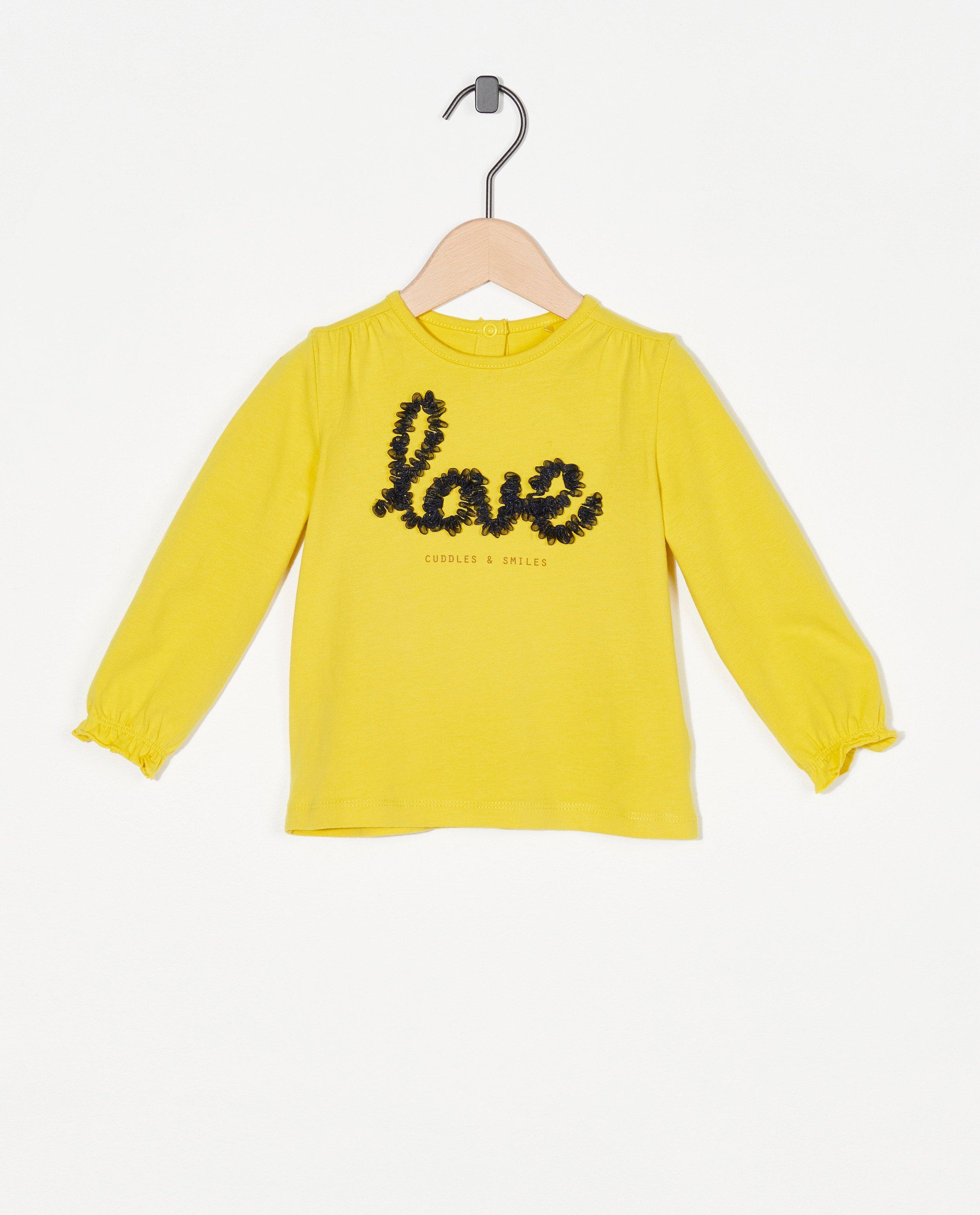 T-shirt jaune à manches longues avec imprimé - en tulle - Cuddles and Smiles