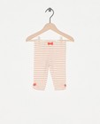 Offwhite legging met strepen - allover in roze - Newborn 50-68