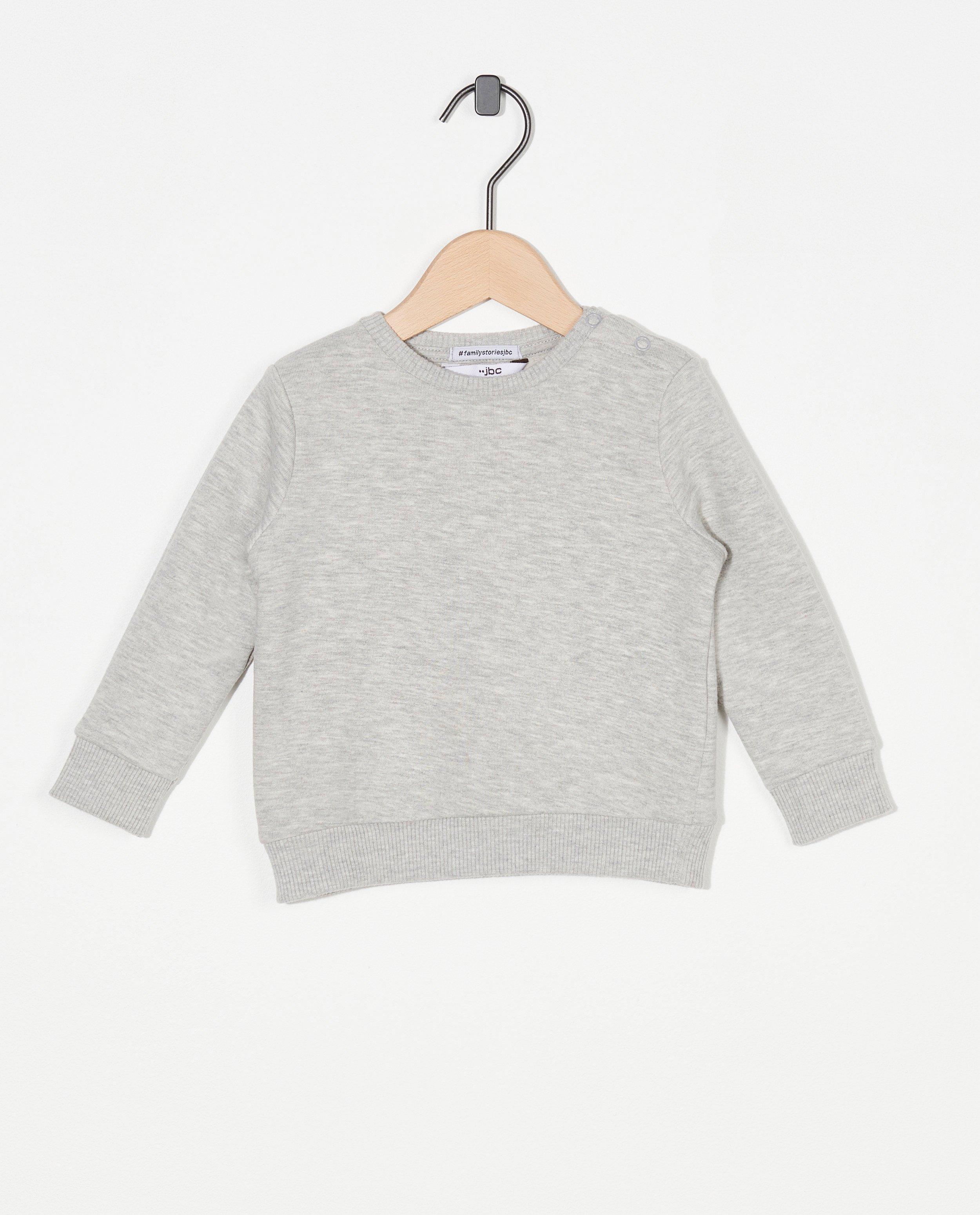 Lichtgrijze sweater, baby - lettersweater - JBC